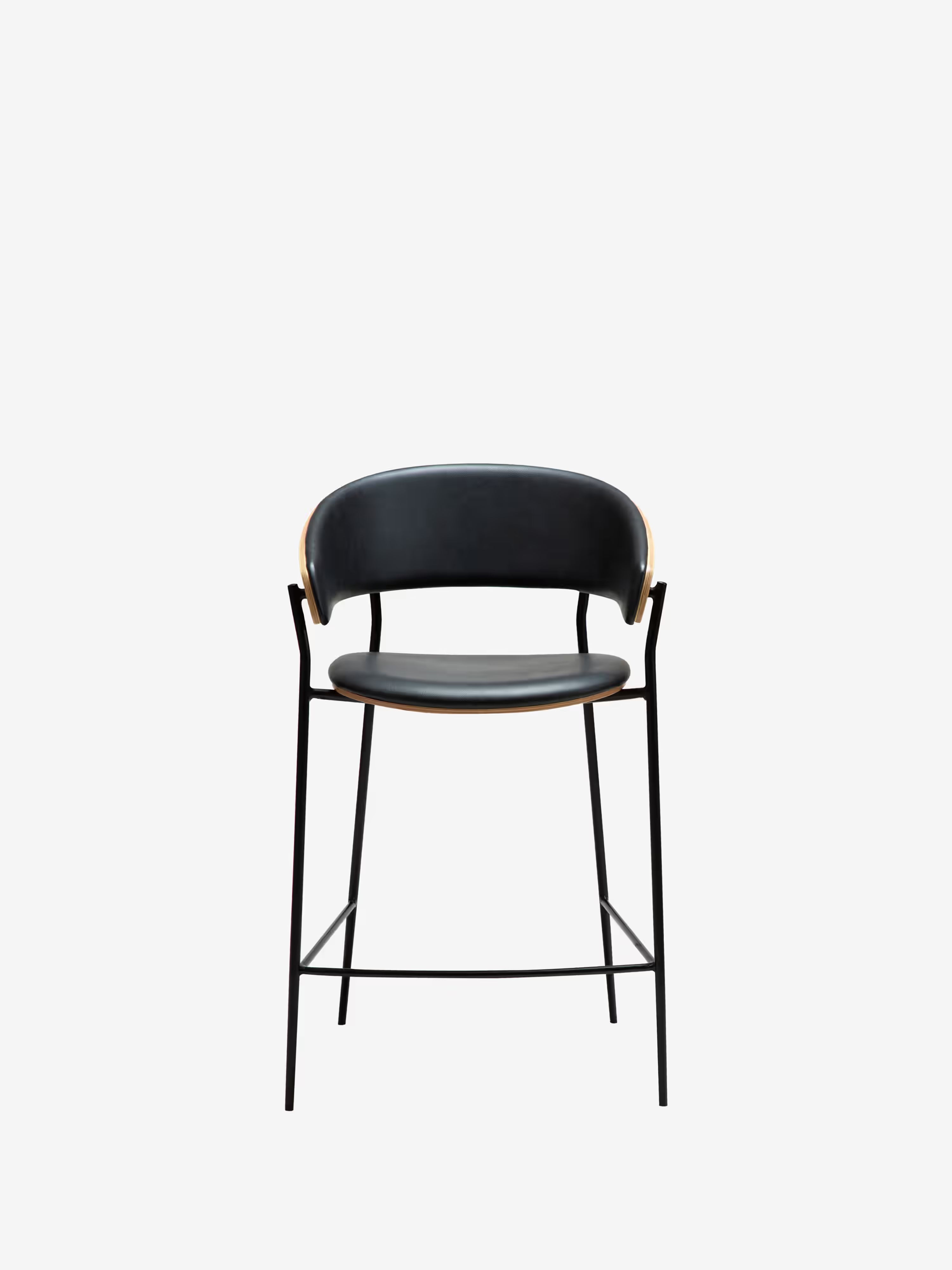Crib Tabouret en cuir synthétique et bois - pieds en métal pour style mid-century années 50