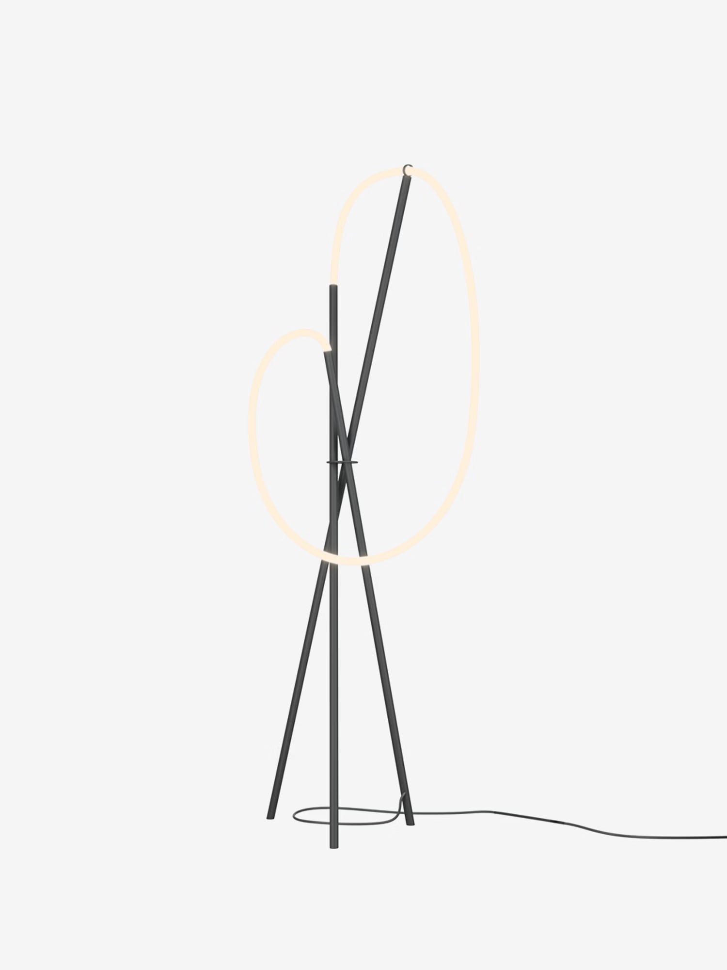 Crochet Lampadaire design à LED - lignes sculpturales en aluminium noir ou laiton