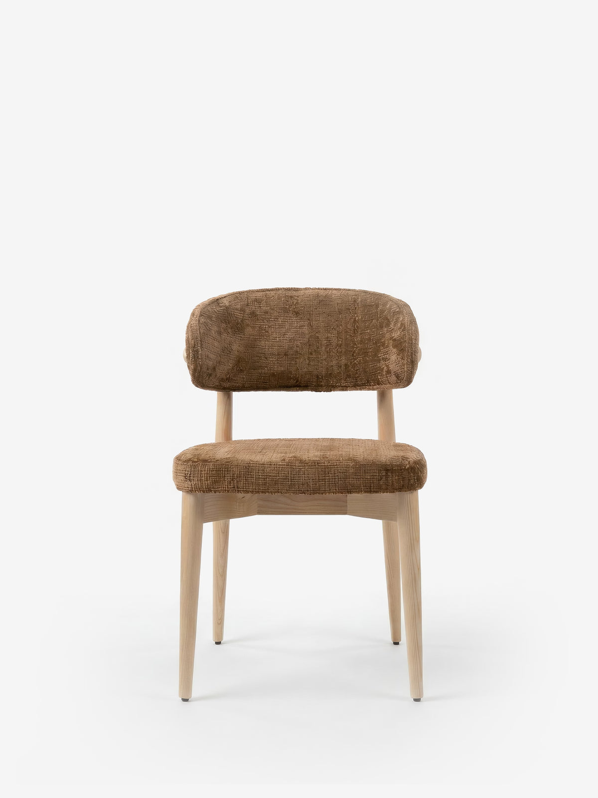Dafne Chaise design en bois massif de chêne naturel et chenille terracotta