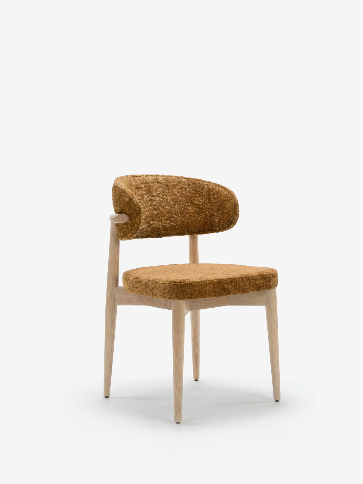 Dafne Chaise design en bois massif de chêne naturel et chenille terracotta