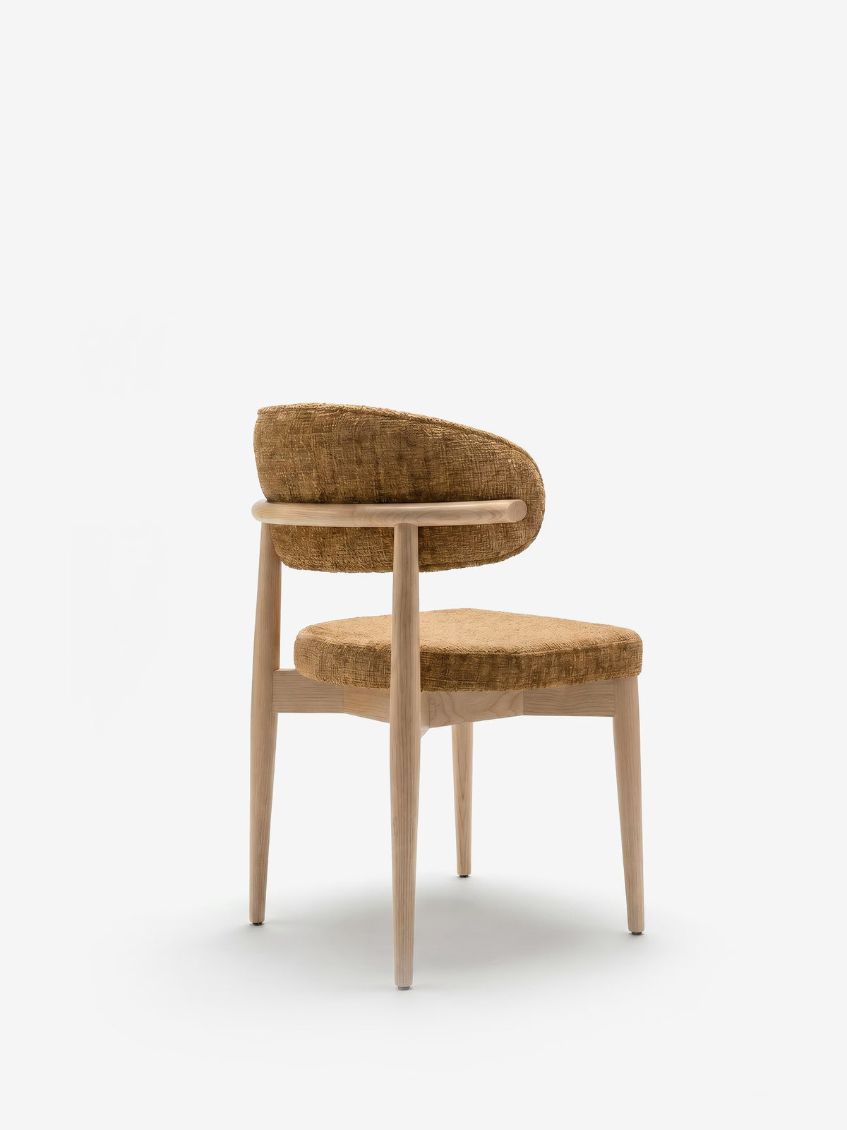 Dafne Chaise design en bois massif de chêne naturel et chenille terracotta
