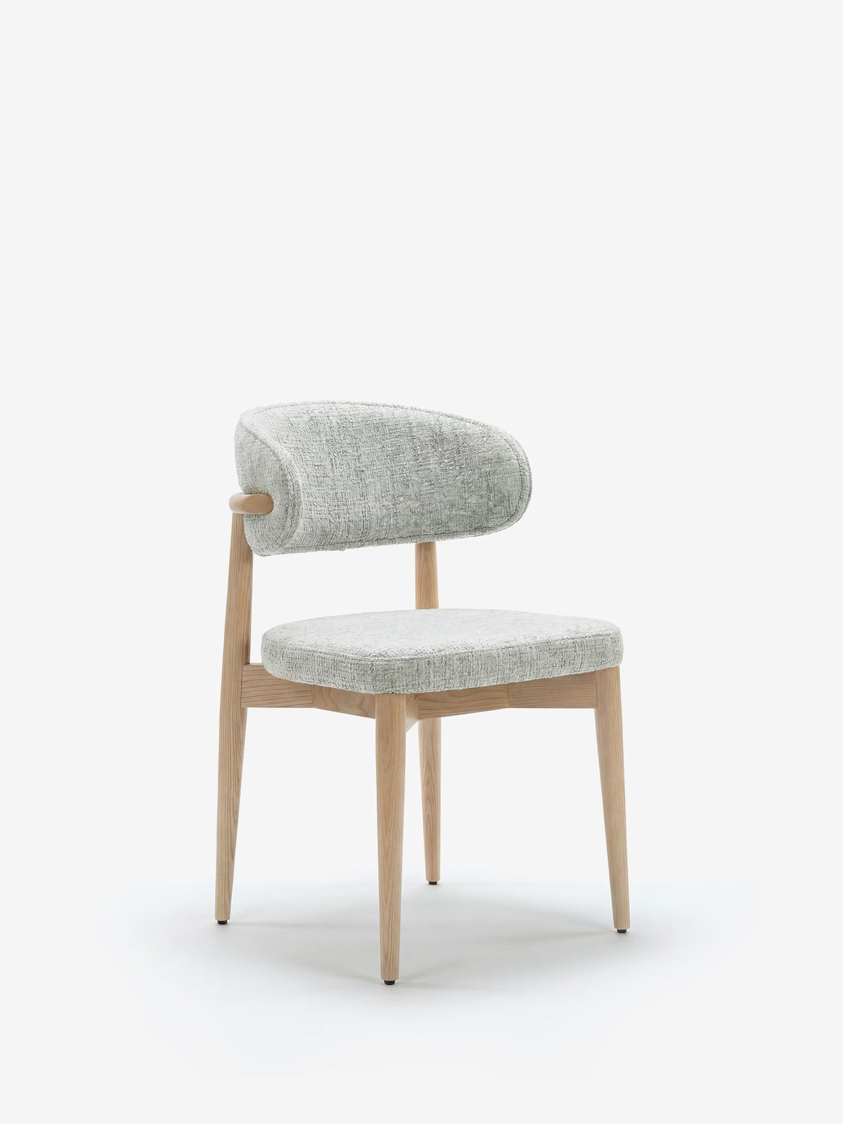 Dafne Chaise design en bois massif de chêne naturel et chenille terracotta