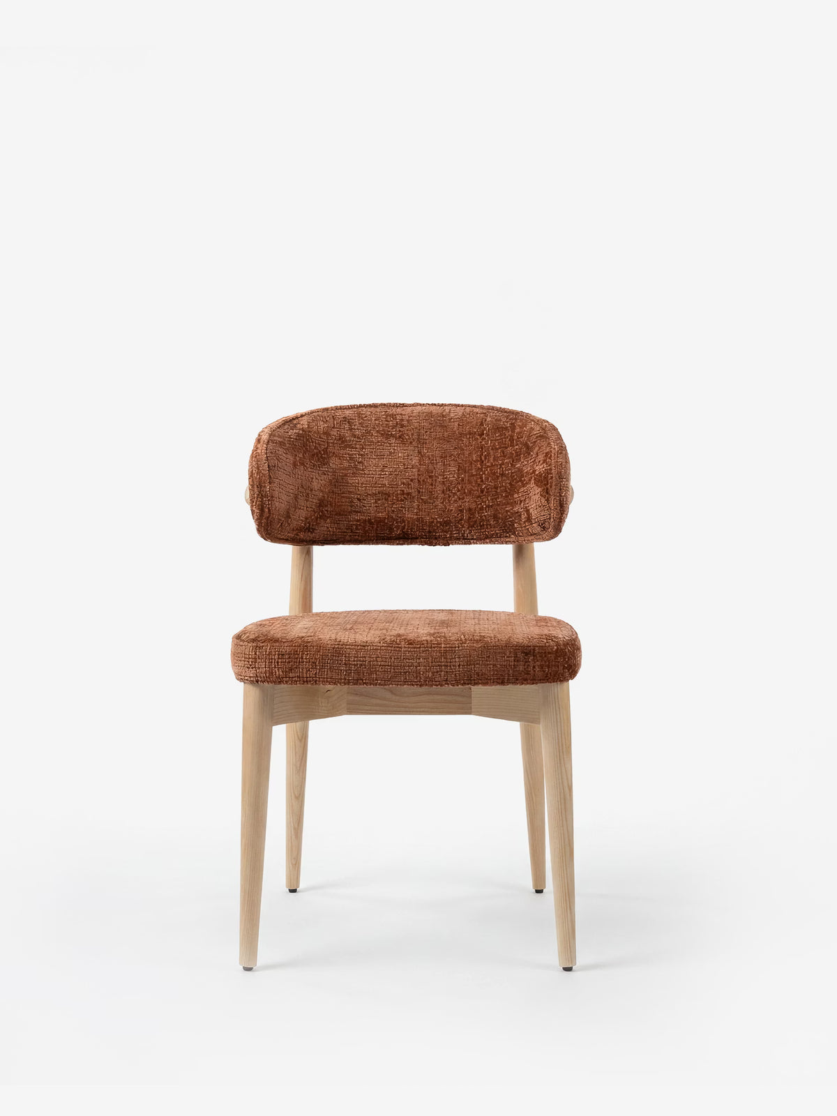 Dafne Chaise design en bois massif de chêne naturel et chenille terracotta