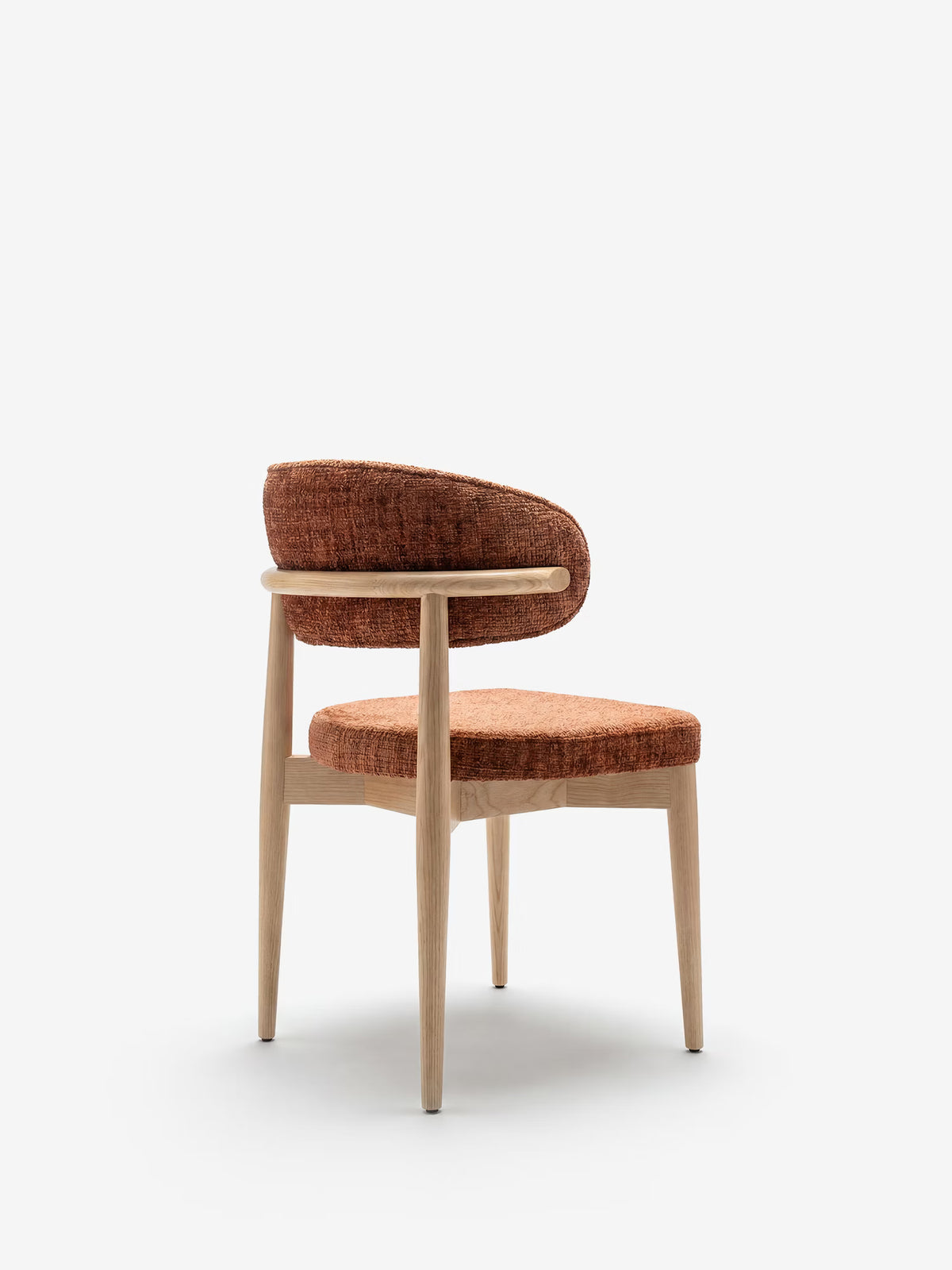 Dafne Chaise design en bois massif de chêne naturel et chenille terracotta