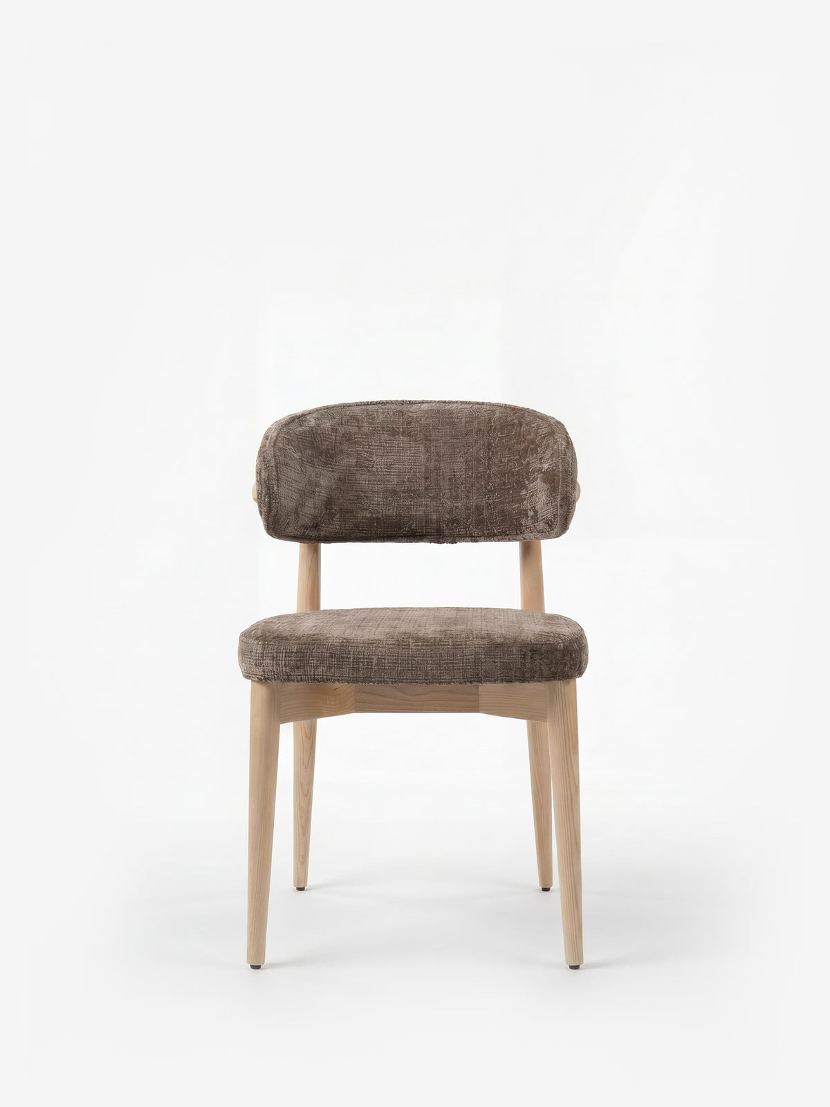 Dafne Chaise design en bois massif de chêne naturel et chenille terracotta