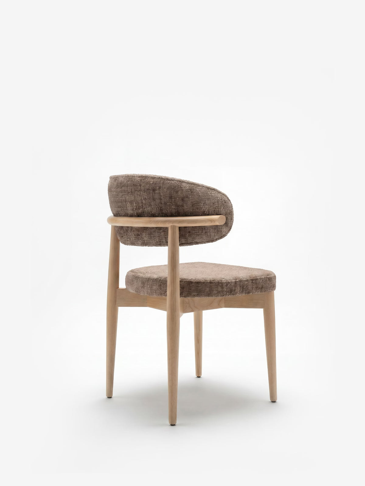 Dafne Chaise design en bois massif de chêne naturel et chenille terracotta