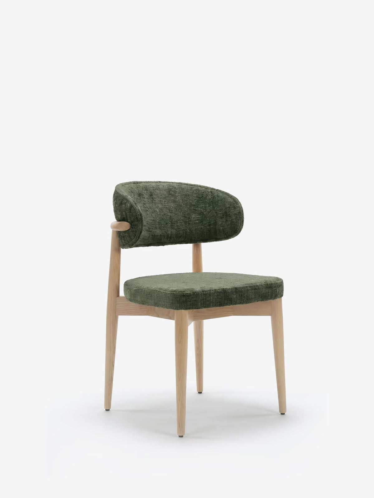 Dafne Chaise design en bois massif de chêne naturel et chenille terracotta
