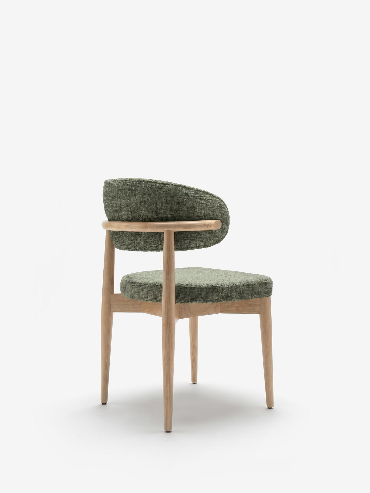 Dafne Chaise design en bois massif de chêne naturel et chenille terracotta