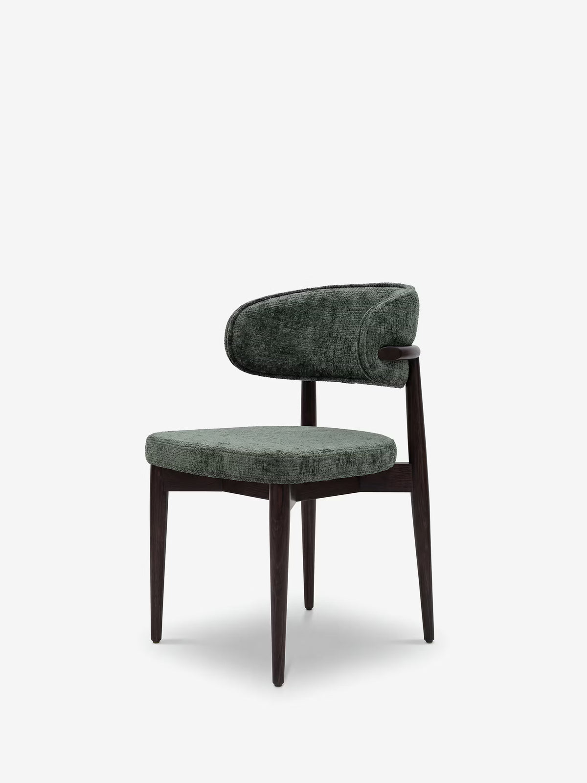 Dafne Sedia design in legno massello wengé in tessuto ciniglia OEKO-TEX®