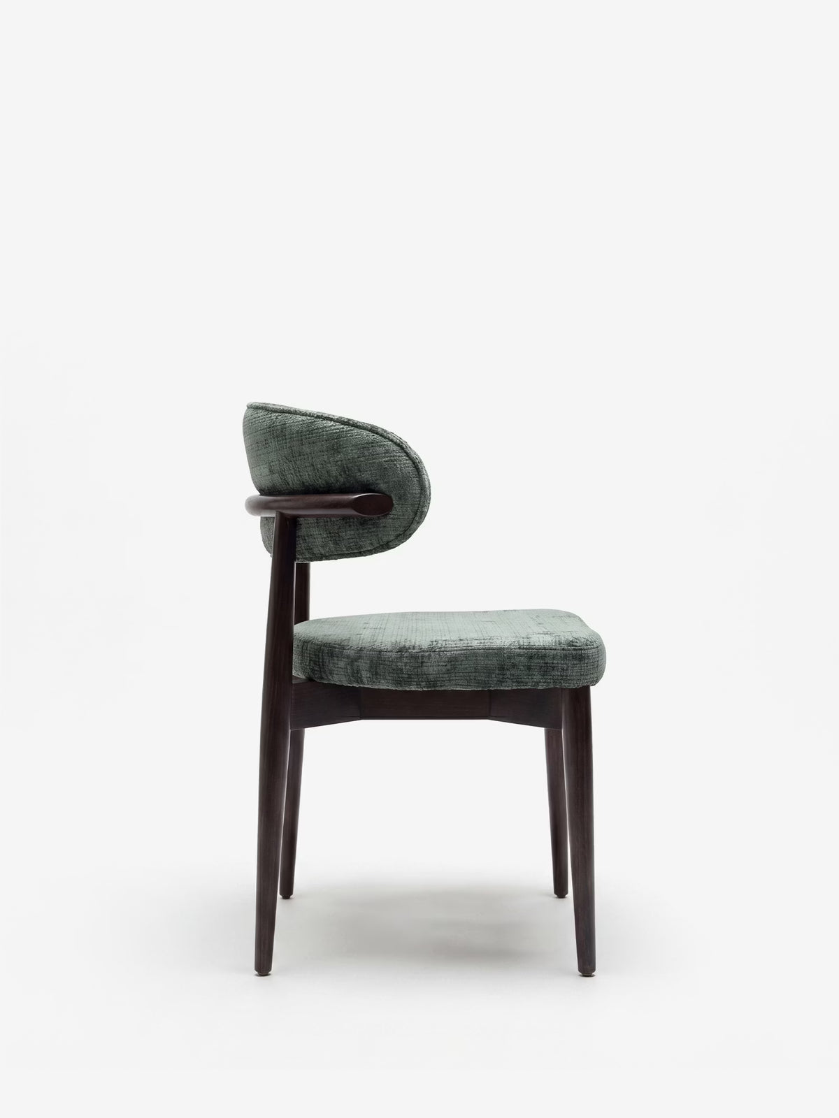 Dafne chaise design en bois massif wengé et chenille verte