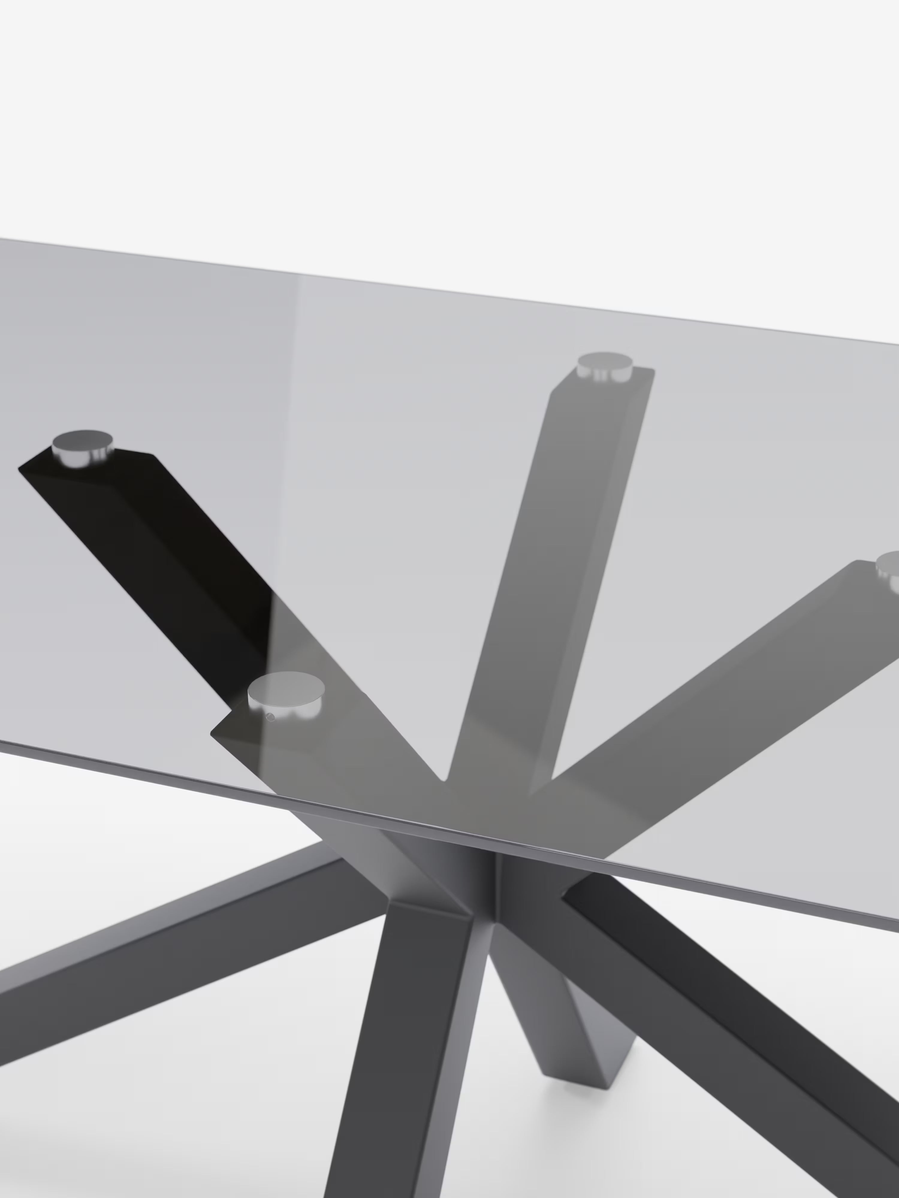 Dante Tavolo fisso con piano in vetro fumè 160 o 180 cm – base in metallo nero