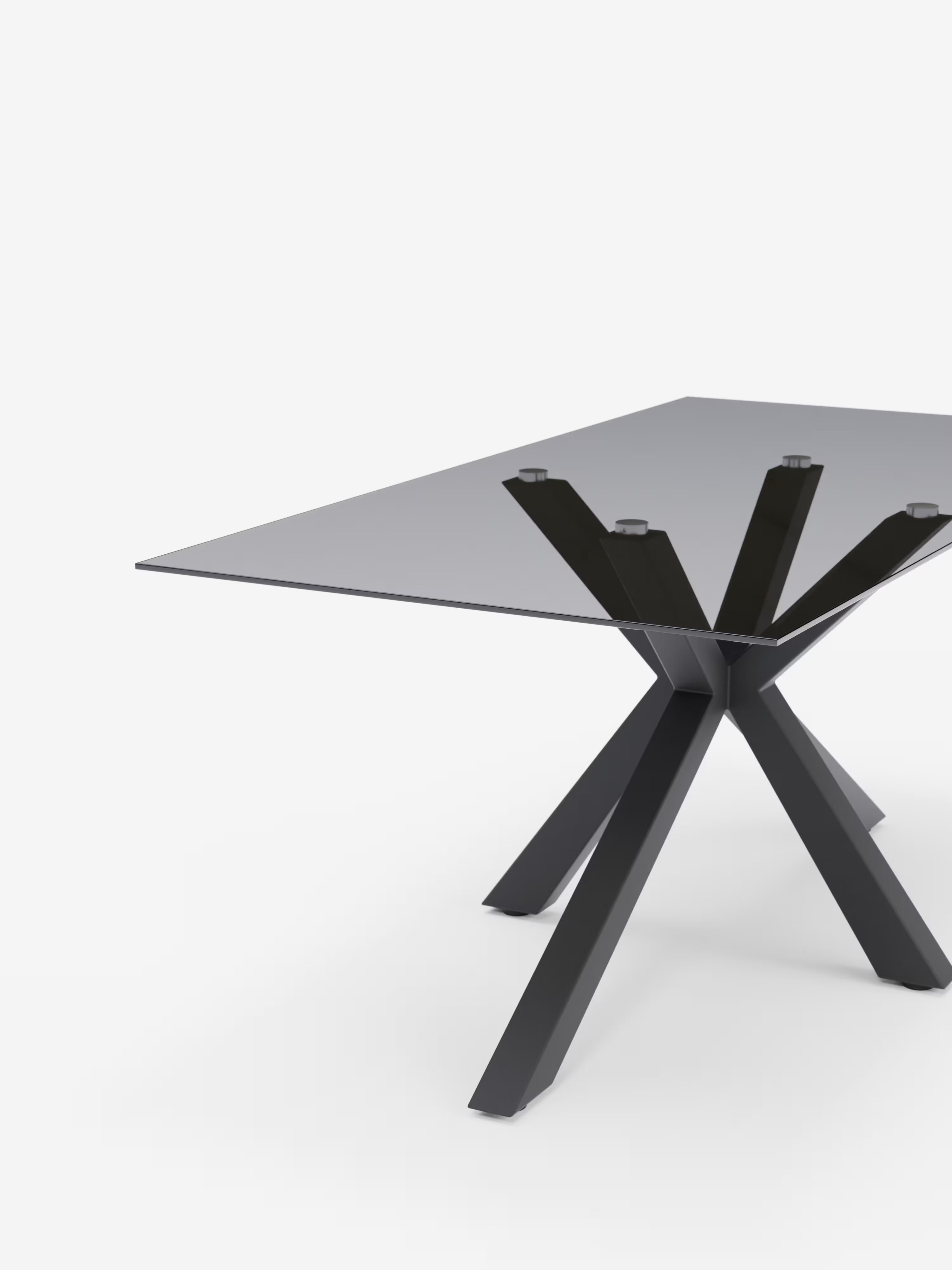 Dante Tavolo fisso con piano in vetro fumè 160 o 180 cm – base in metallo nero