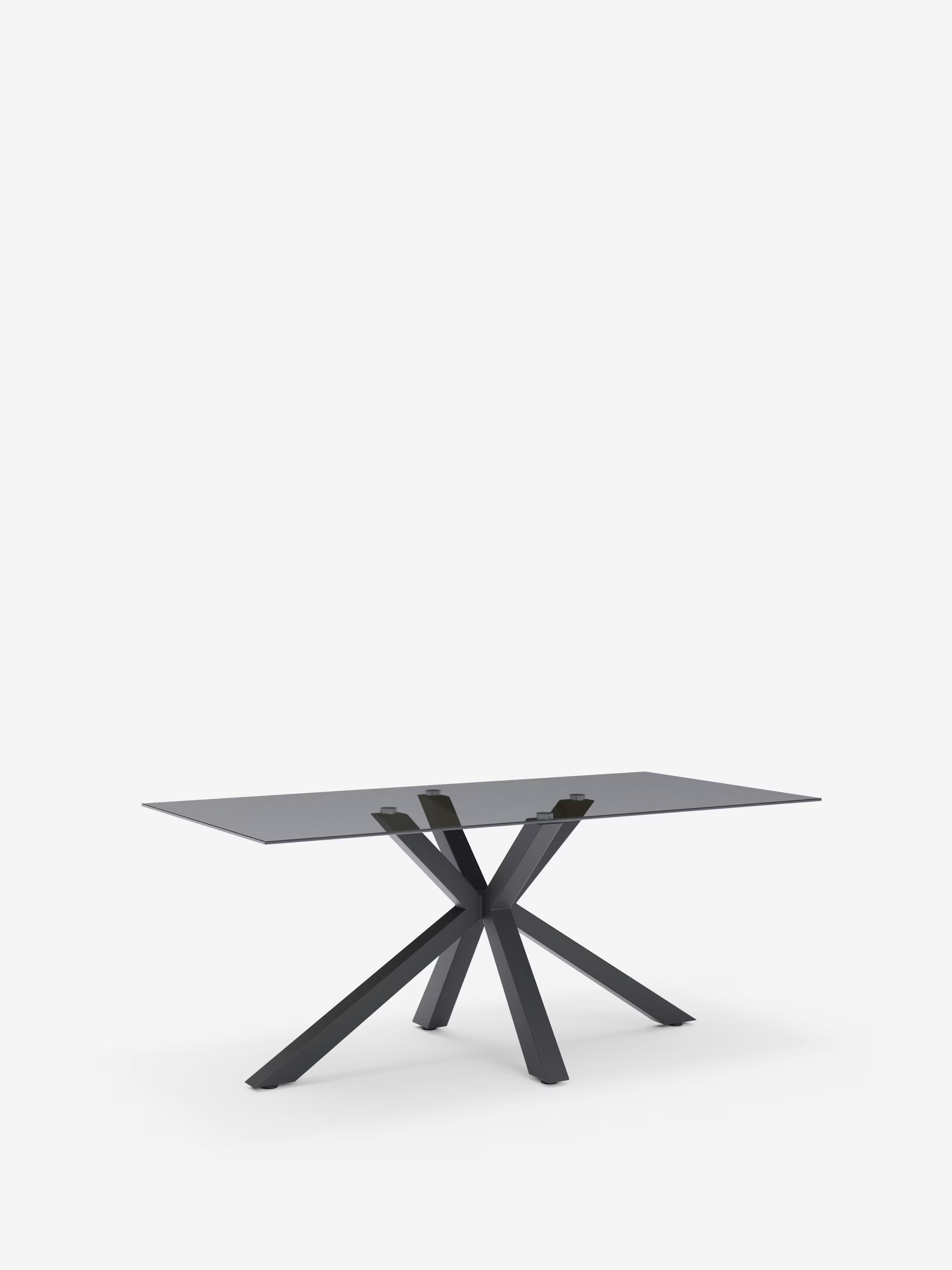 Dante Tavolo fisso con piano in vetro fumè 160 o 180 cm – base in metallo nero