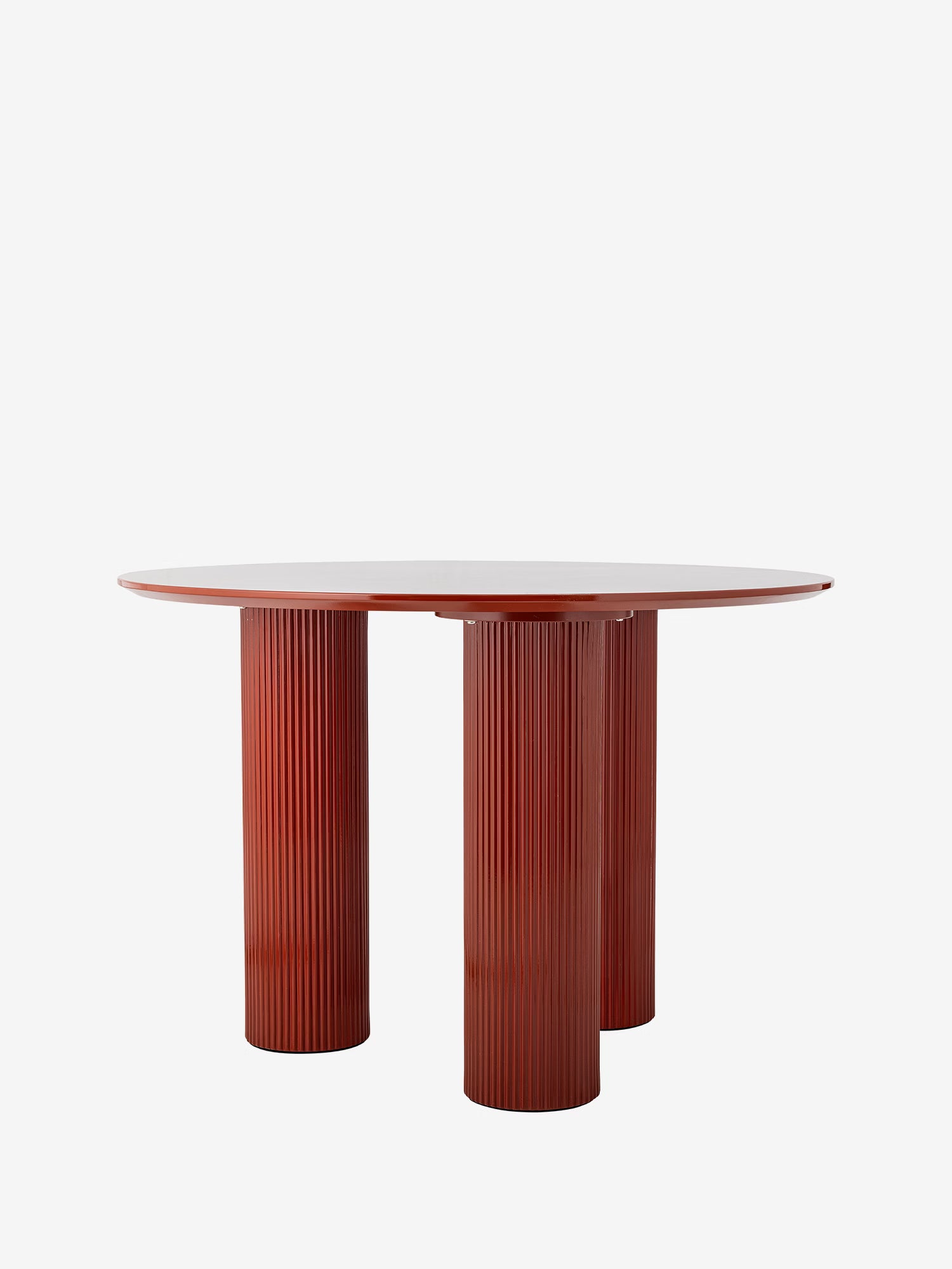 Della Mesa de comedor redonda roja Ø110 cm de MDF FSC® con base escultórica
