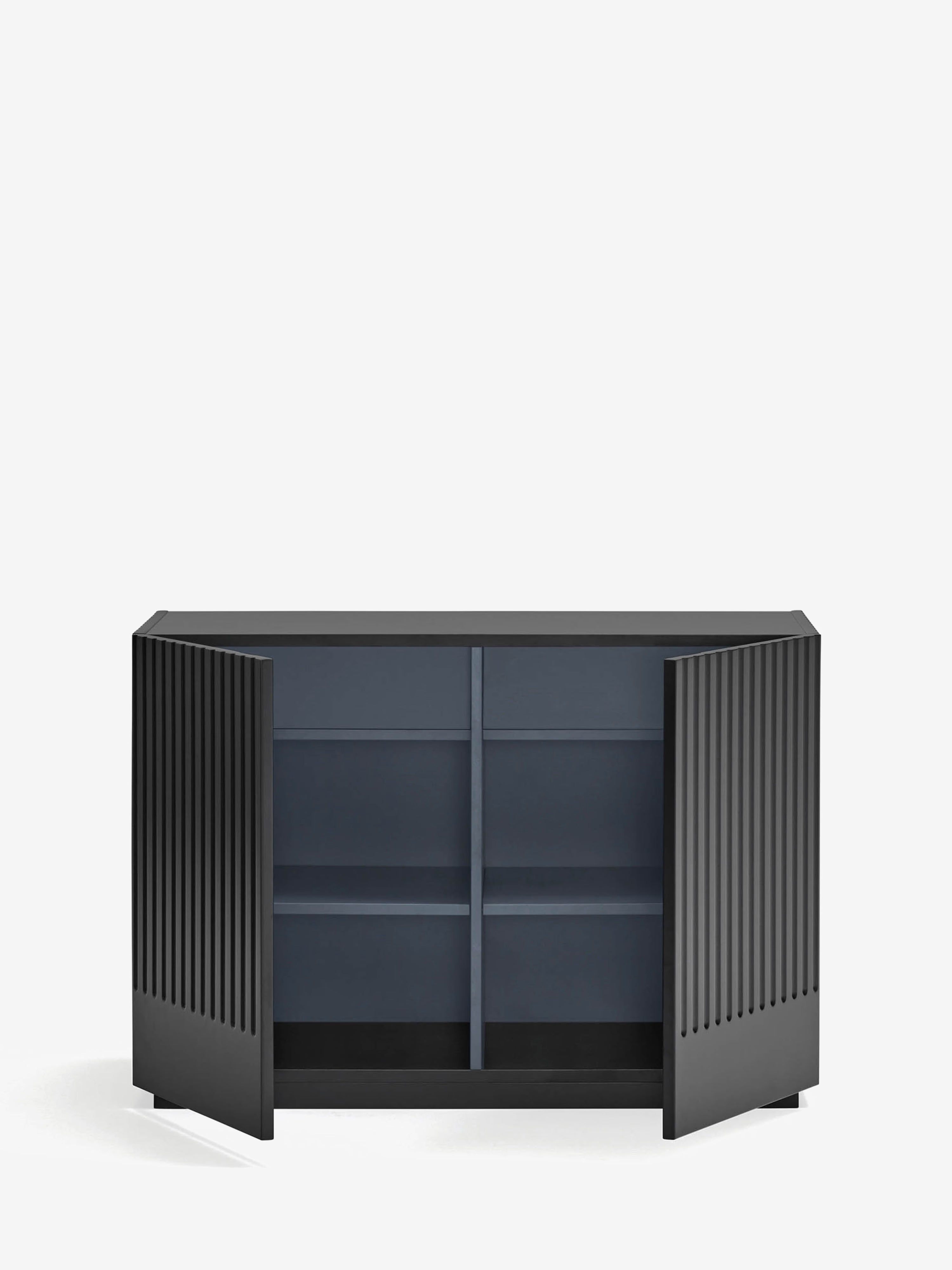 Doric comò in mdf laccato nero - cassettiera a 2 ante e 2 cassetti 100 x 70 cm