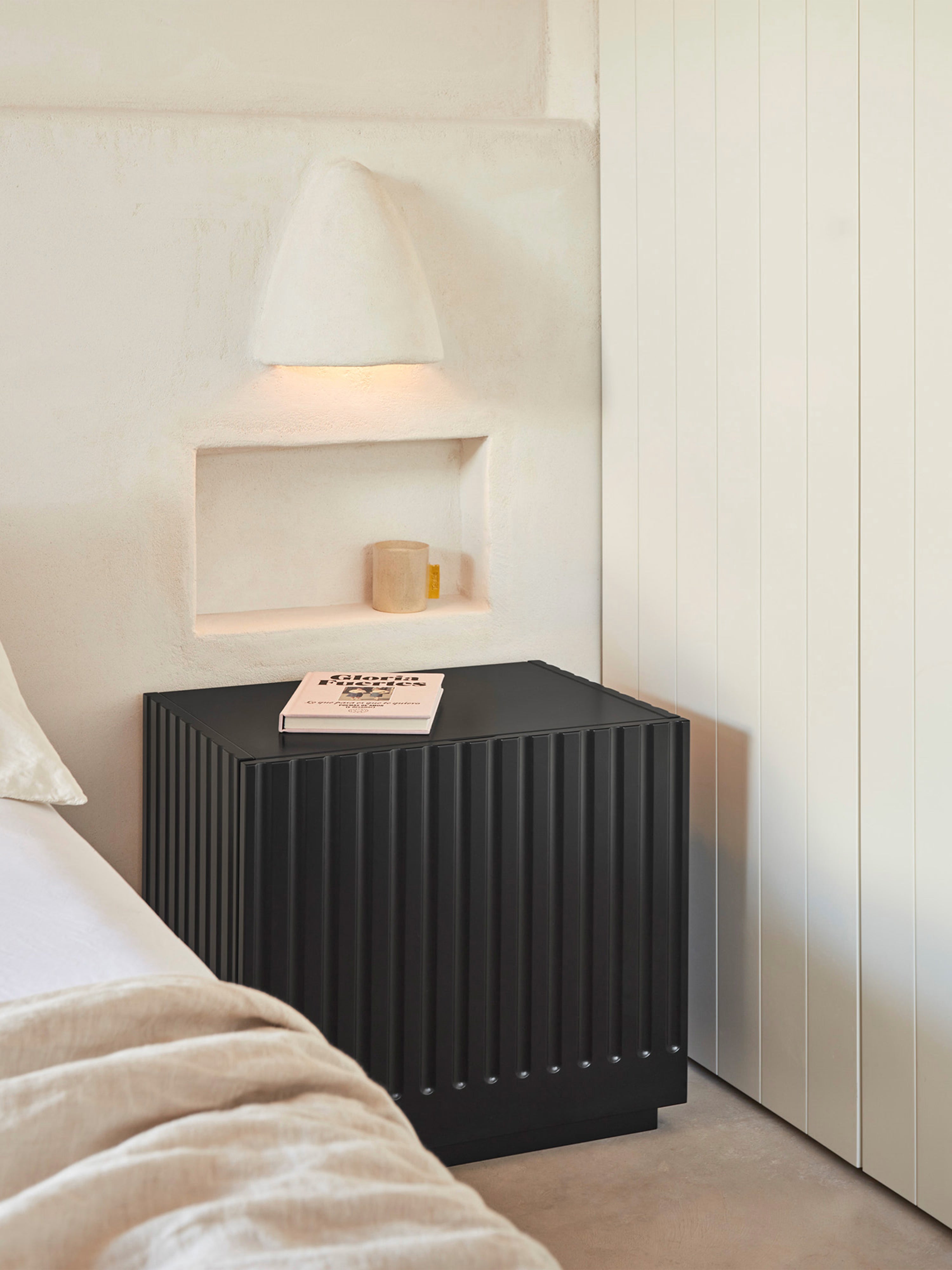 Doric comodino in mdf laccato nero - design modern chic 52 x 50 cm
