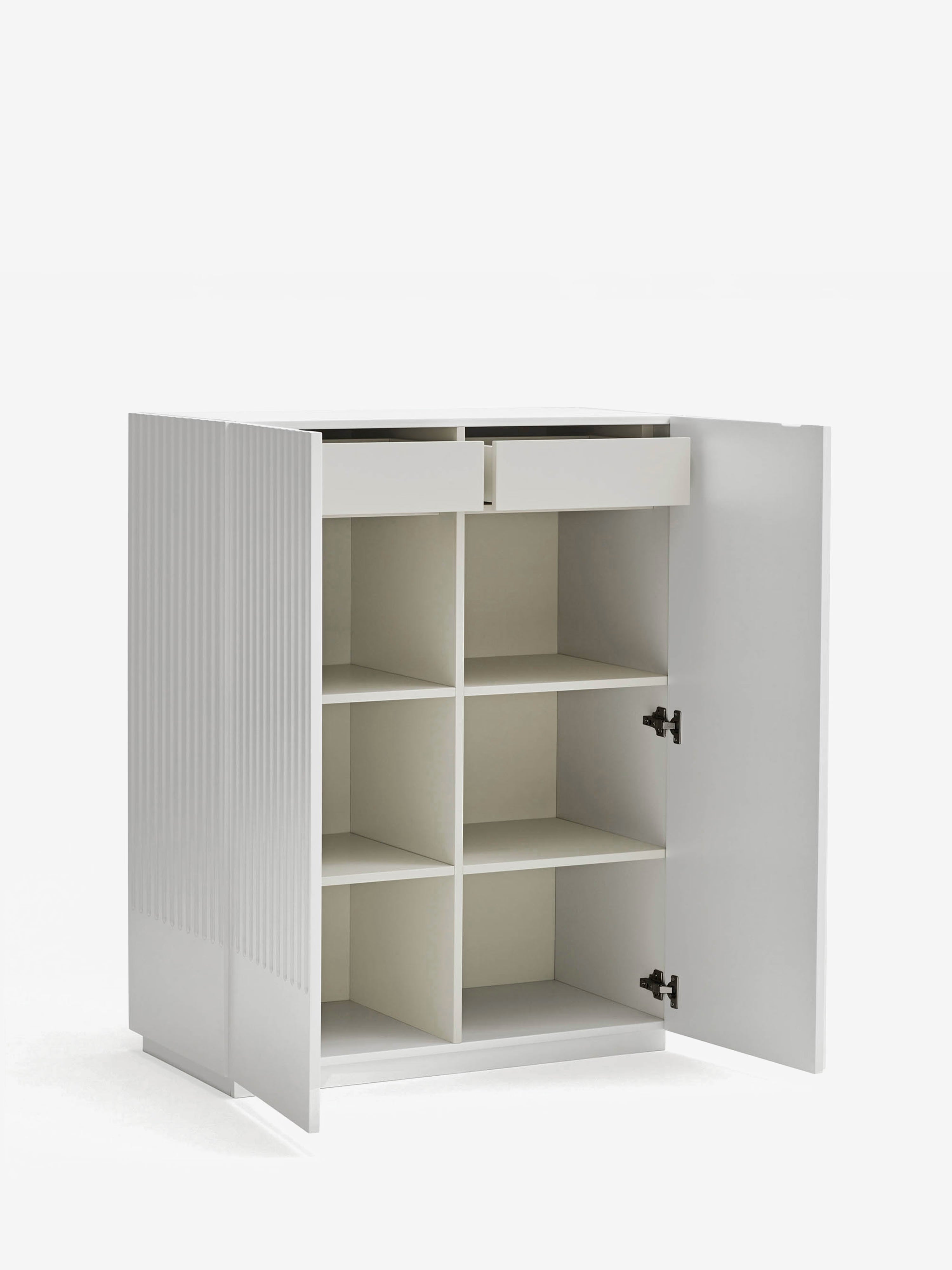 Doric aparador alto de MDF lacado blanco - aparador de 2 puertas 91 x 120 cm