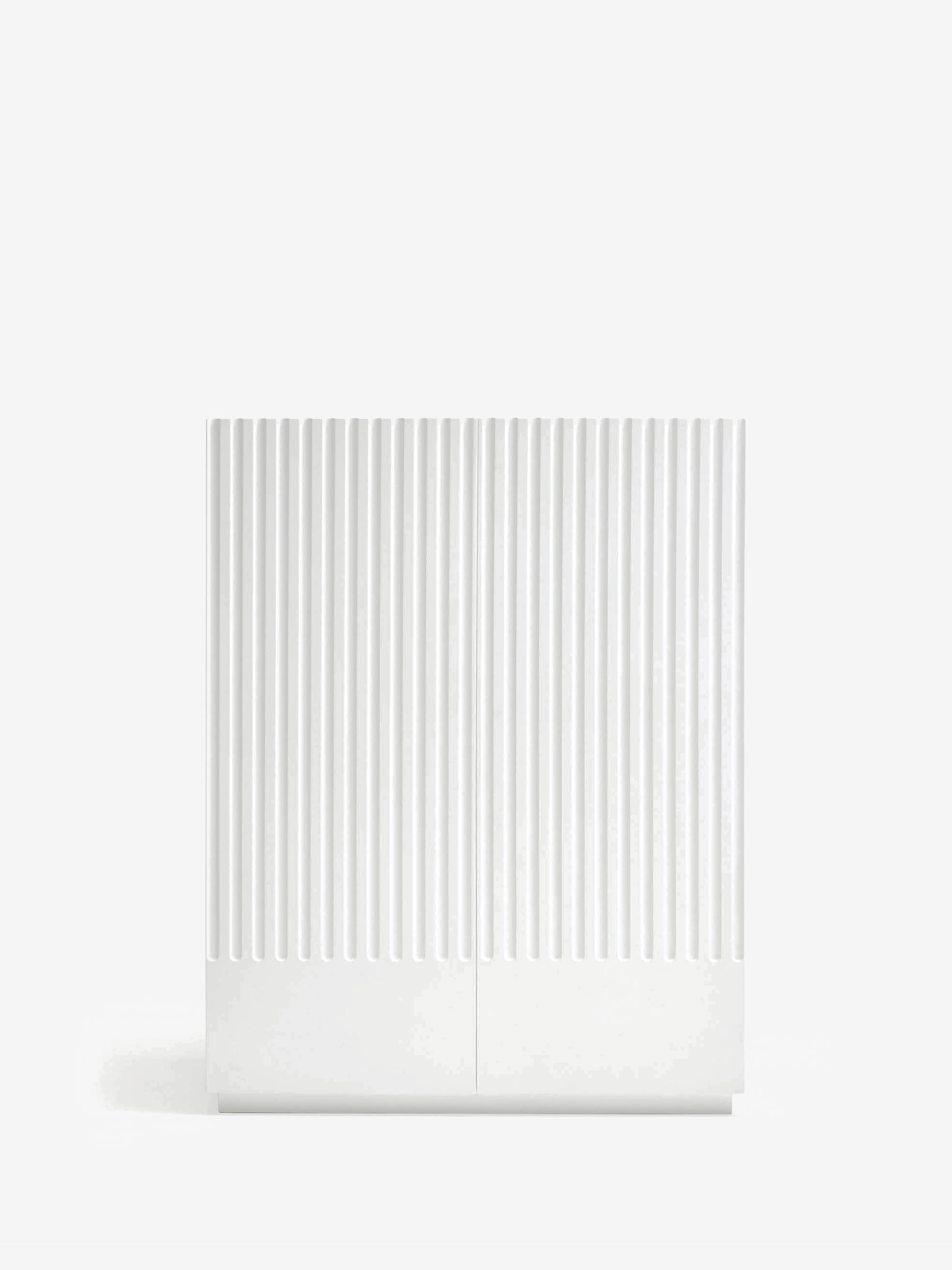 Doric aparador alto de MDF lacado blanco - aparador de 2 puertas 91 x 120 cm