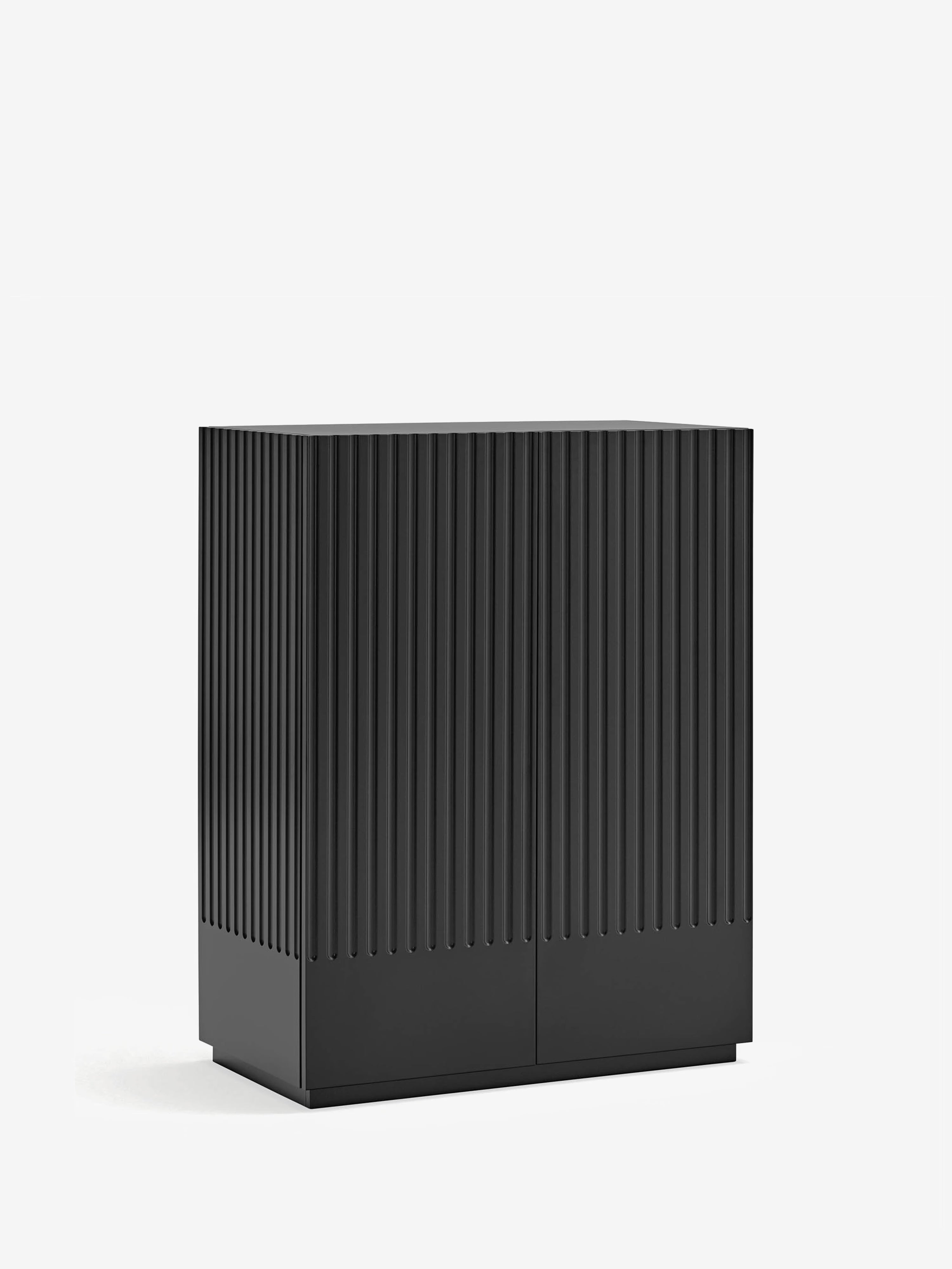 Doric aparador alto de MDF lacado negro - aparador de 2 puertas 91 x 120 cm