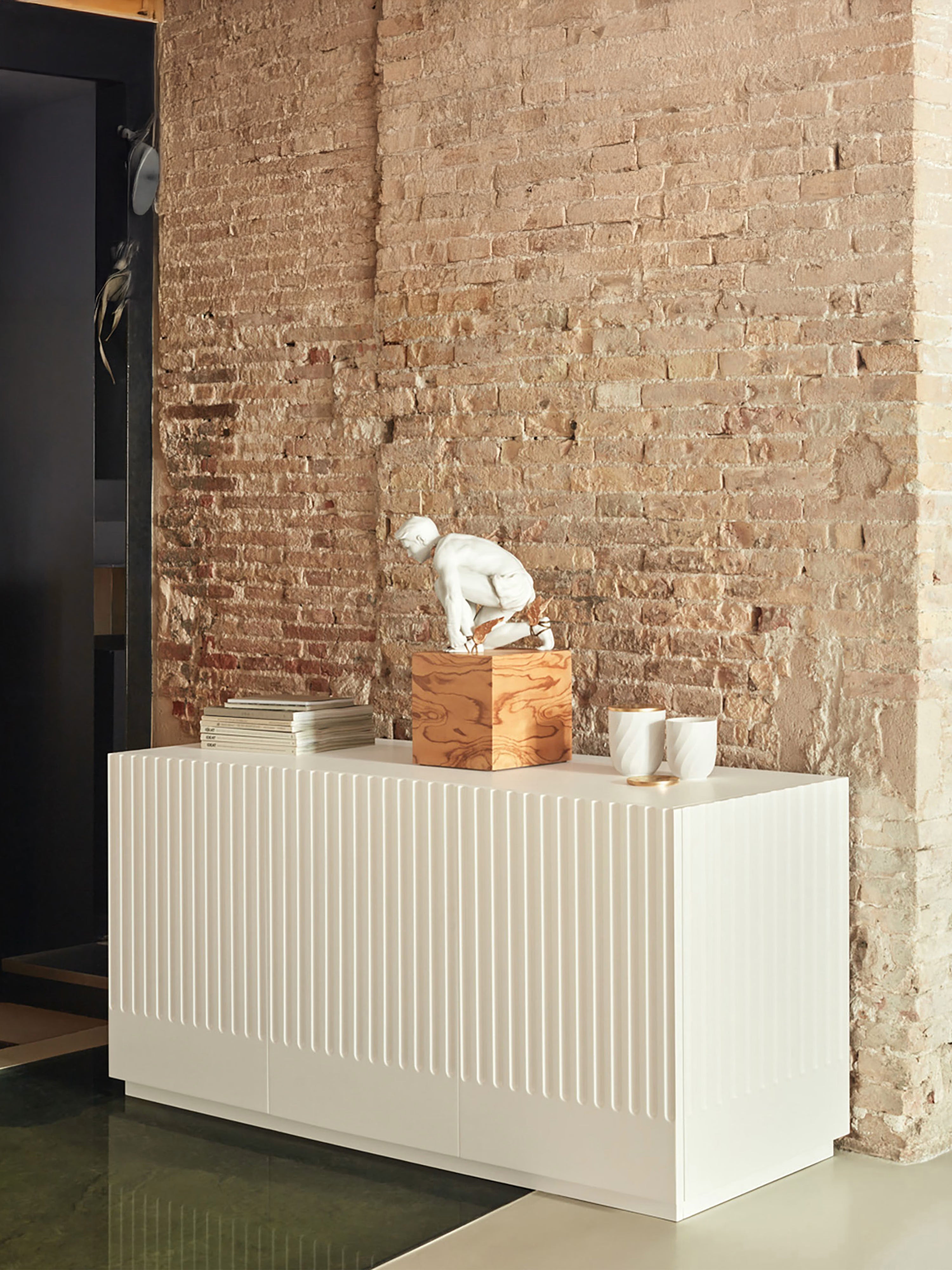 Doric aparador bajo blanco - aparador de 3 puertas 148 x 70 cm