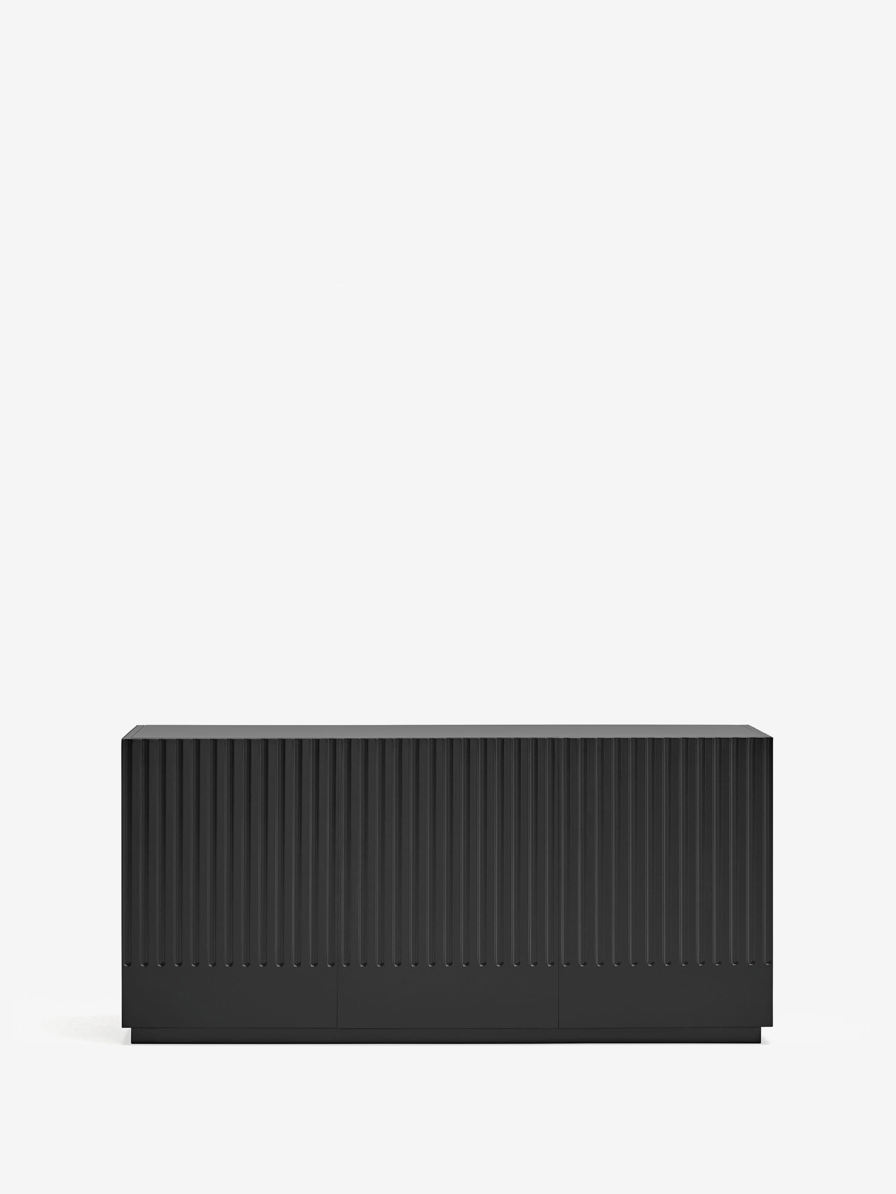 Doric aparador bajo en MDF negro - aparador de 3 puertas 148 x 70 cm