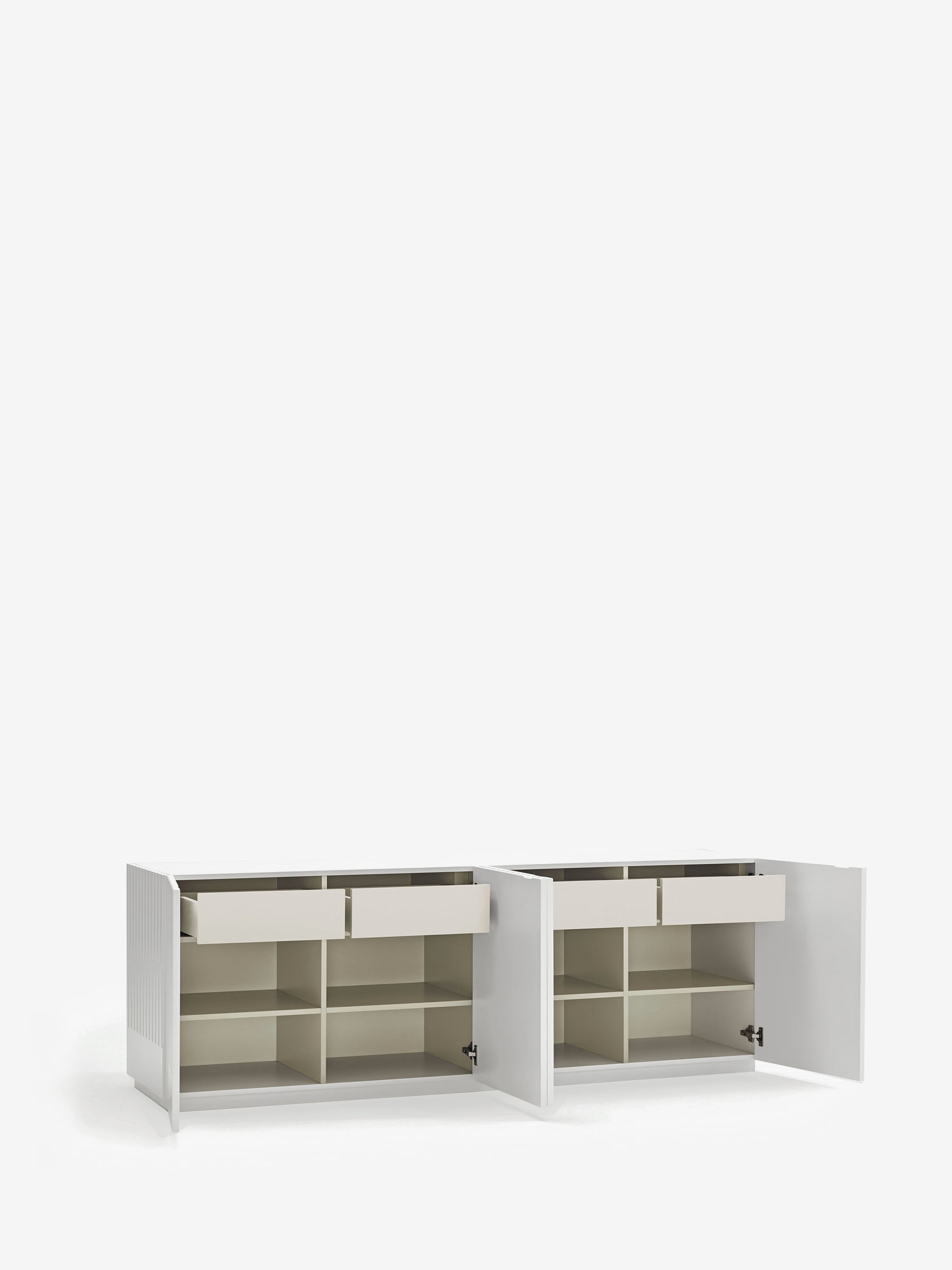 Doric aparador bajo MDF blanco - aparador de 4 puertas 198 x 70 cm