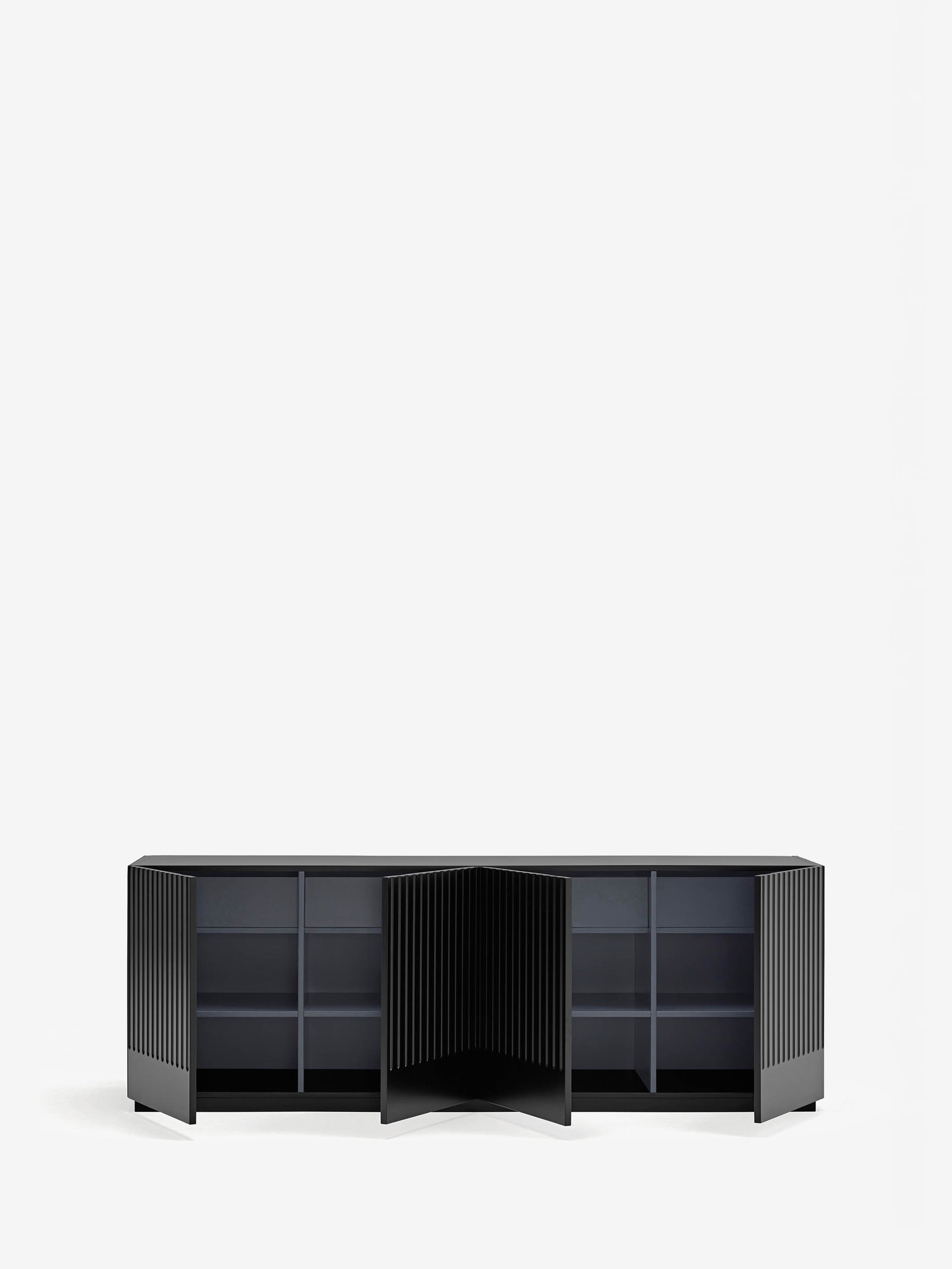 Doric aparador bajo MDF negro- aparador de 4 puertas 198 x 70 cm