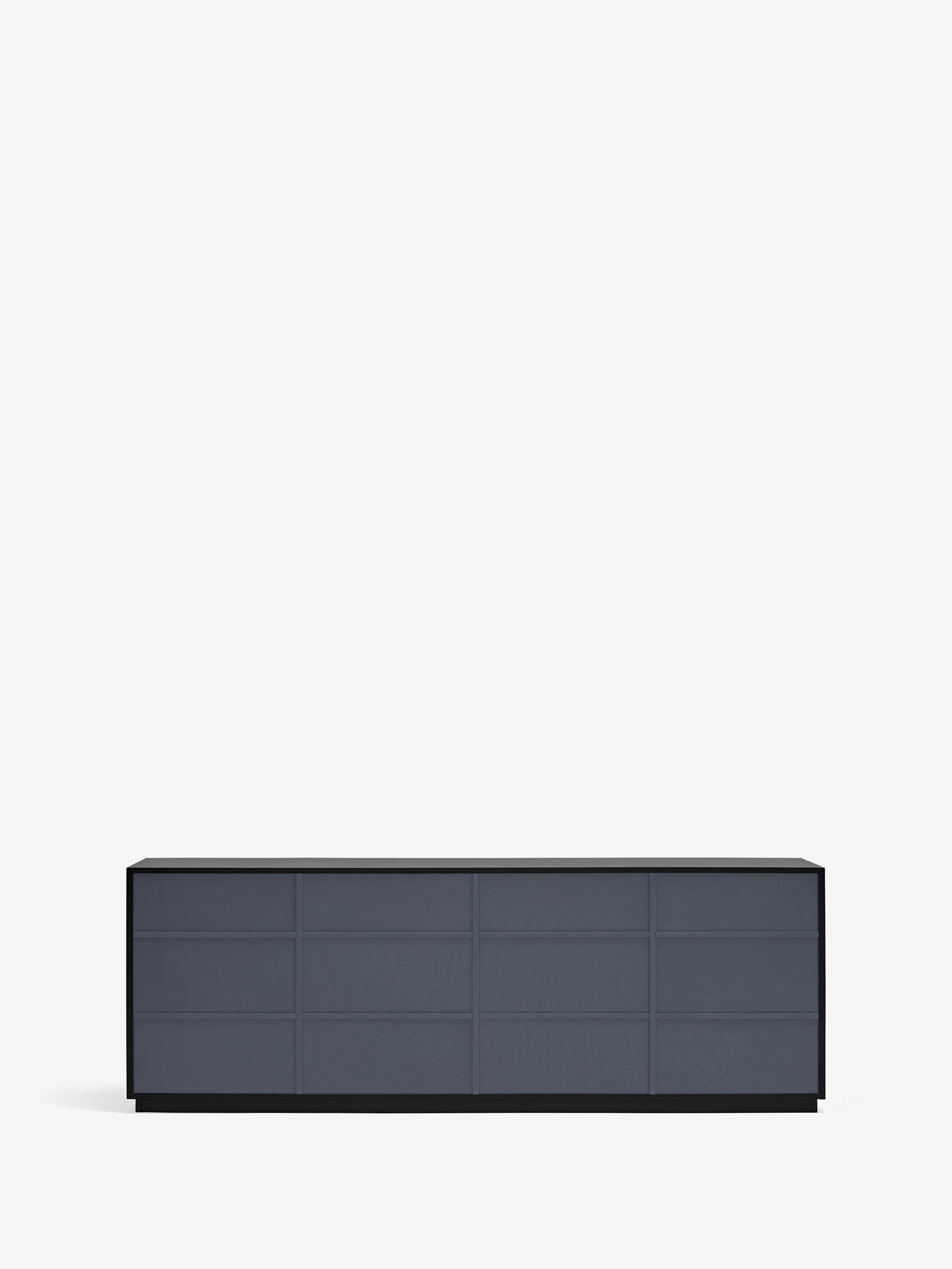 Doric aparador bajo MDF negro- aparador de 4 puertas 198 x 70 cm