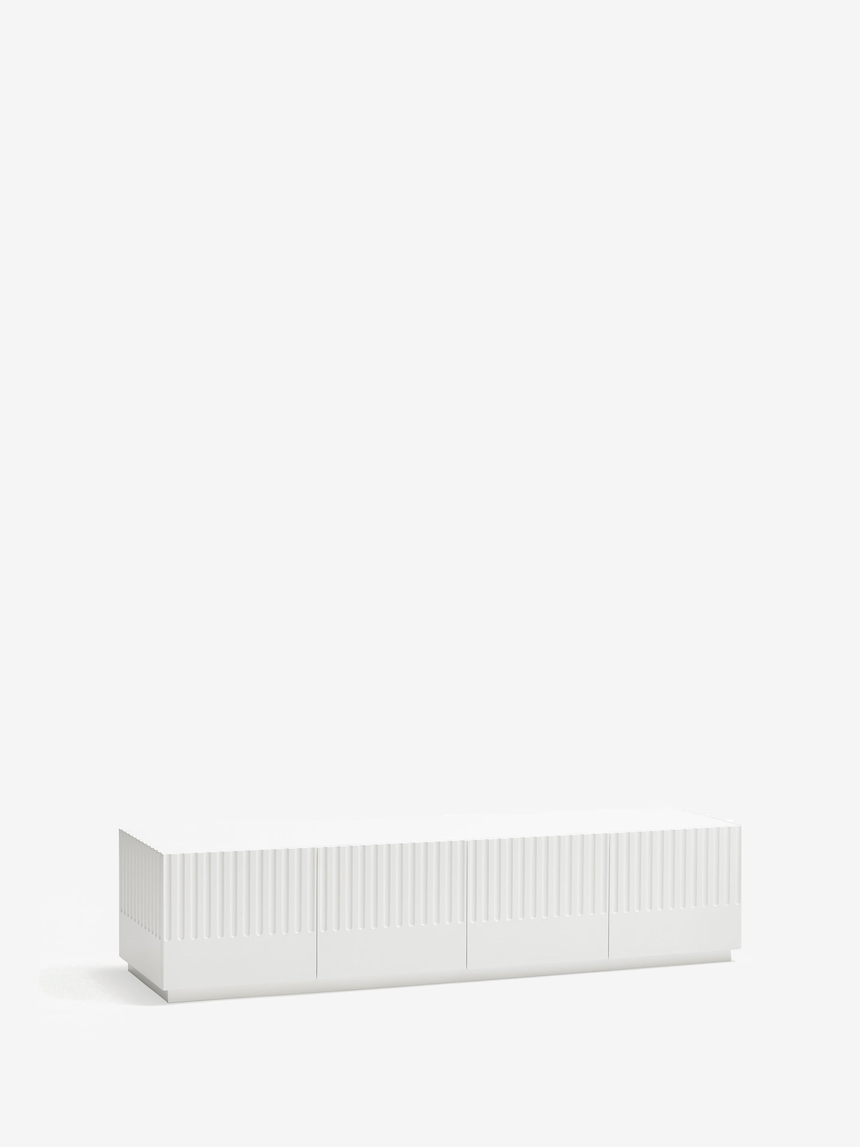 Doric mueble de TV minimalista de 4 puertas y 2 cajones en MDF blanco 182 x42 cm