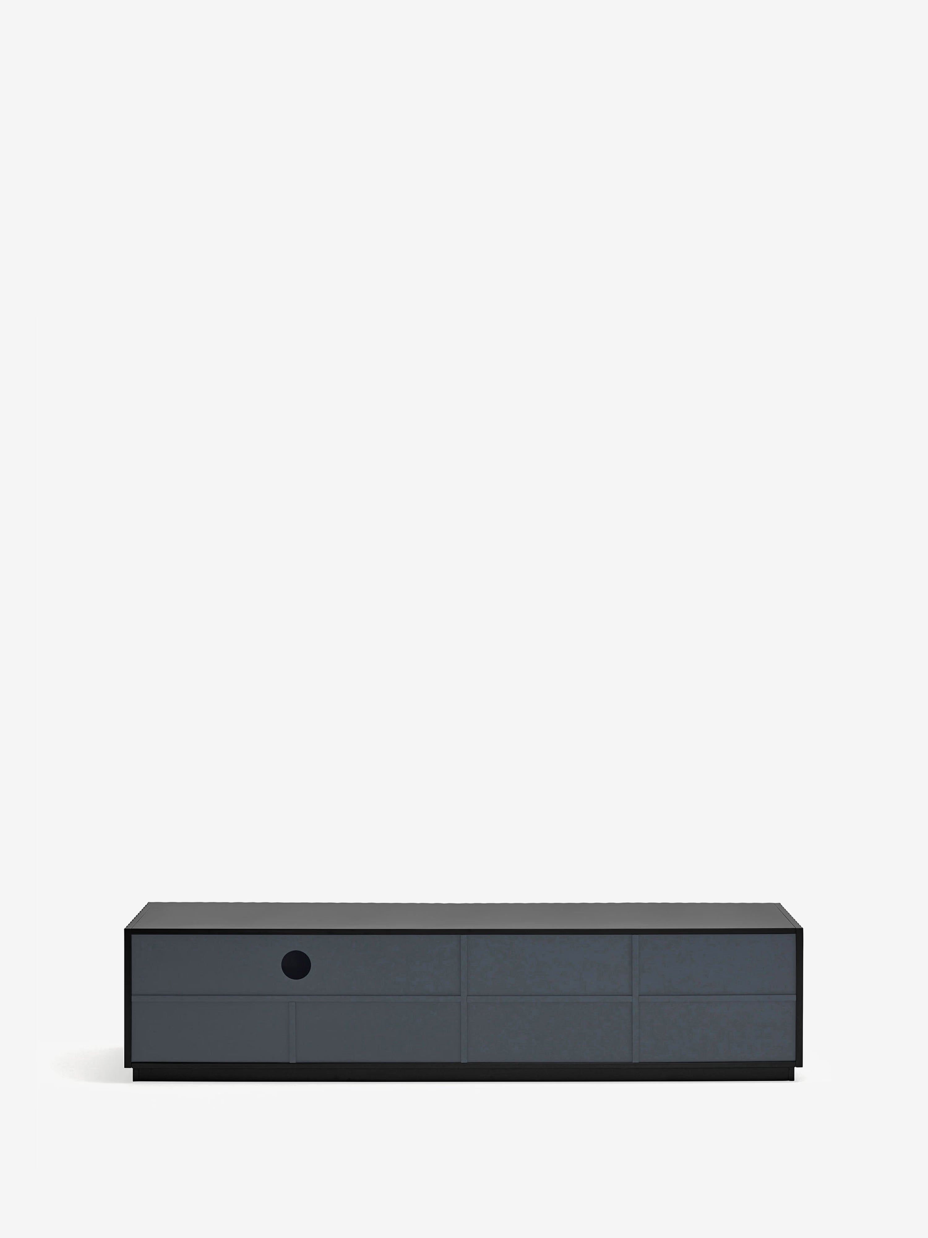 Doric mueble de TV minimalista de 4 puertas y 2 cajones en MDF negro 182 x42 cm