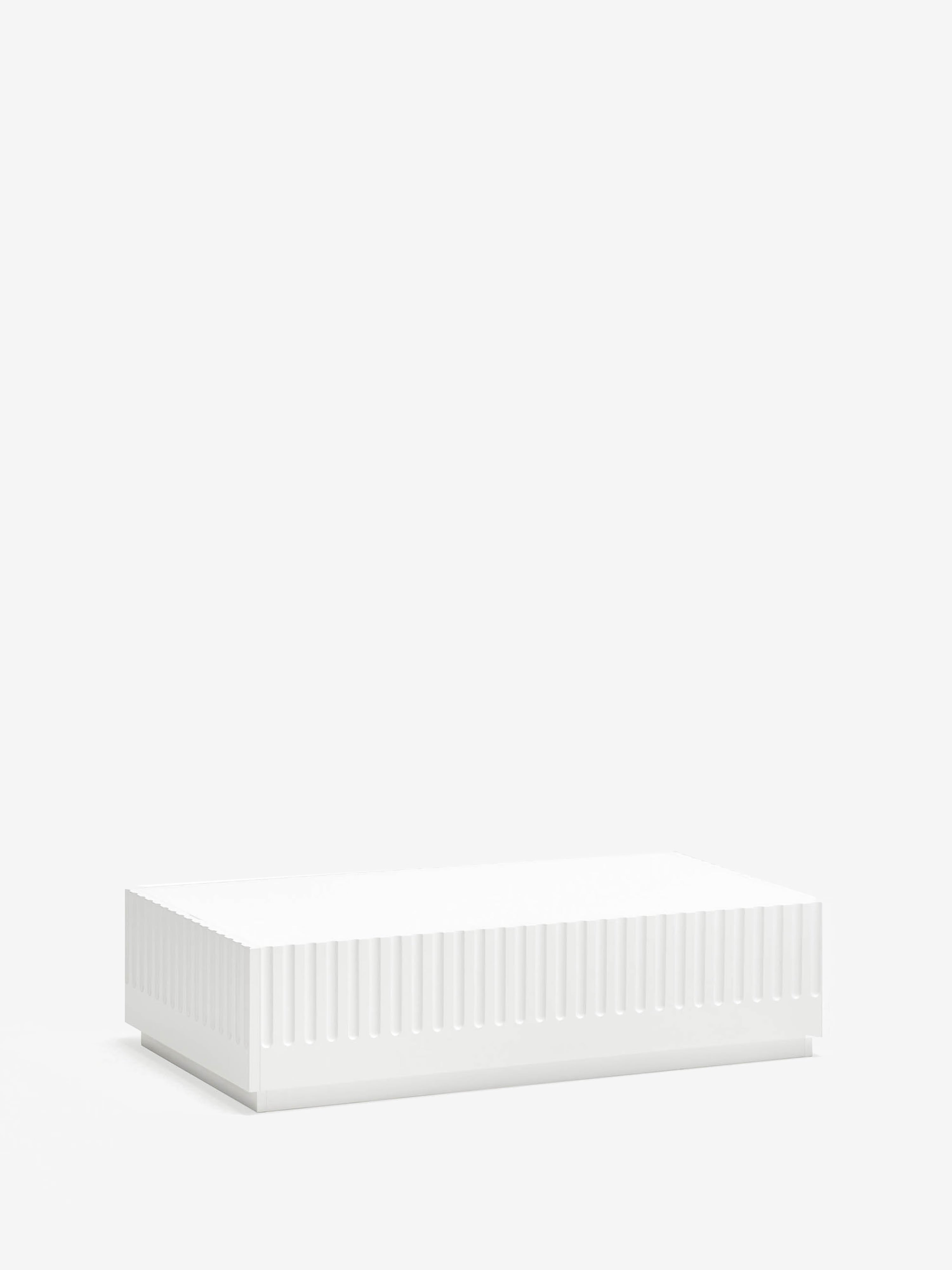Doric Couchtisch aus weißem MDF - 2 herausziehbare Schubladen 110 x 28 cm