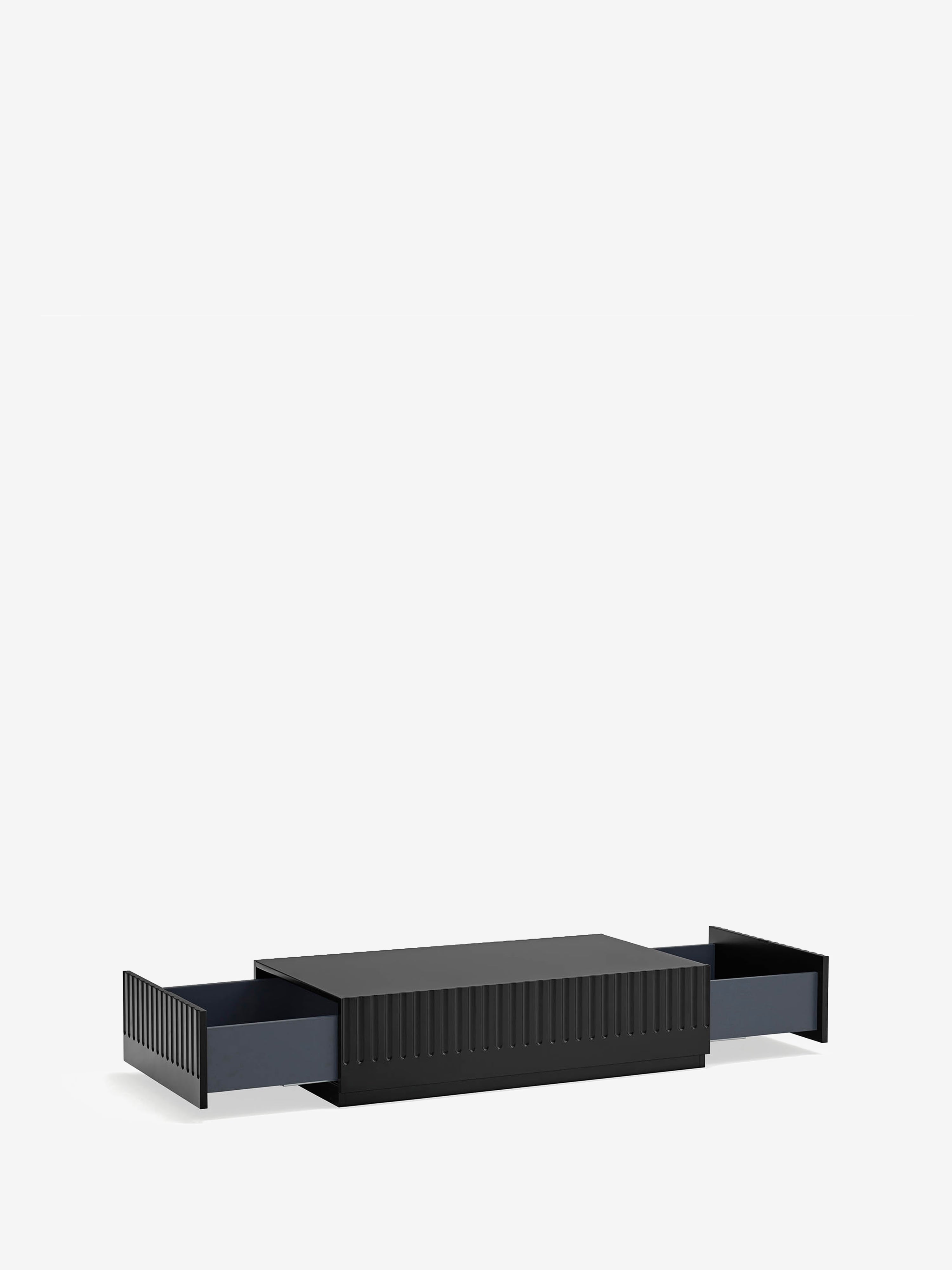 Doric Couchtisch aus schwarz lackiertem MDF - 2 herausziehbare Schubladen 110 x 28 cm