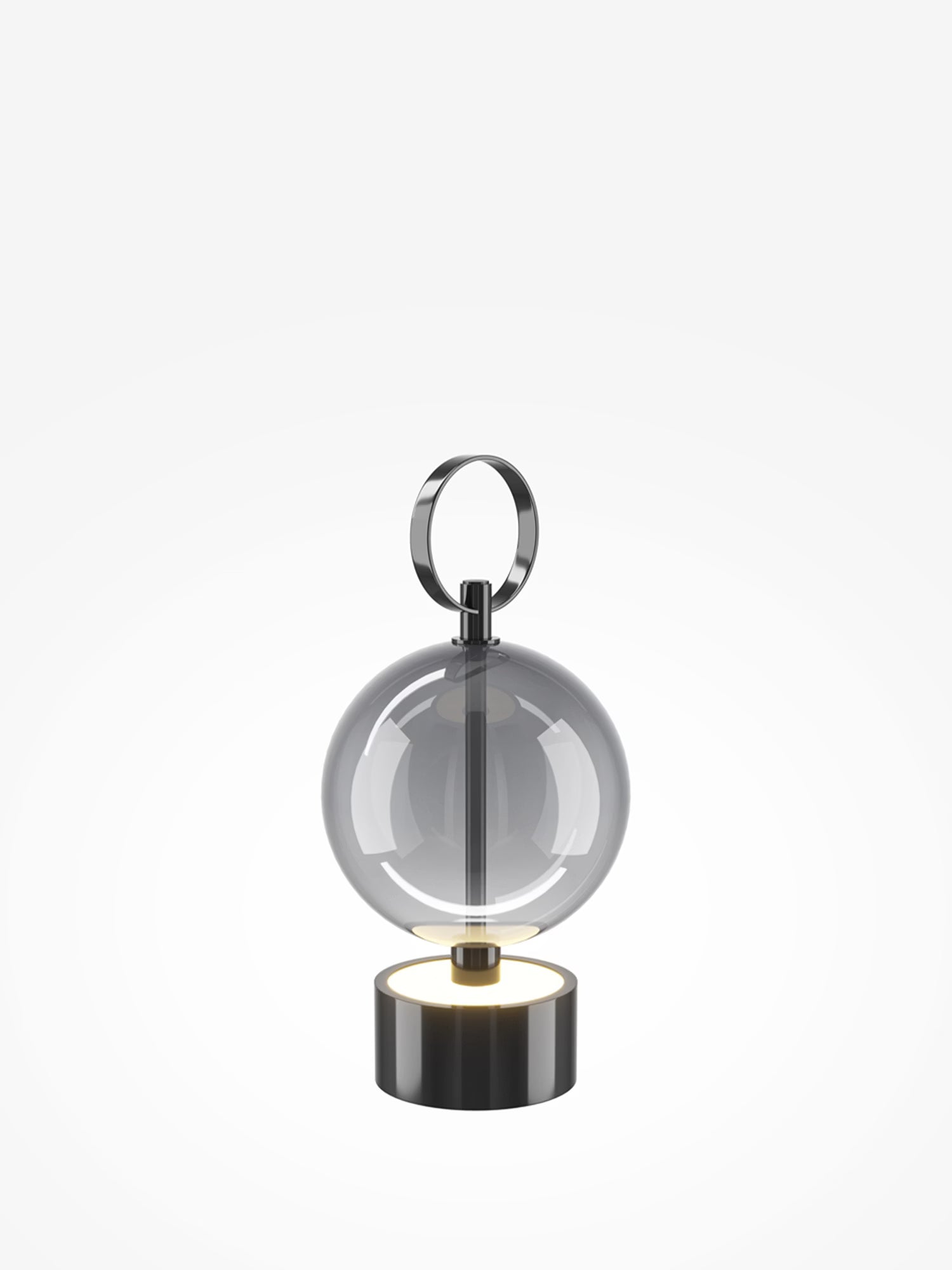 Double Moon Lampe de table à batterie en métal noir avec diffuseur en verre