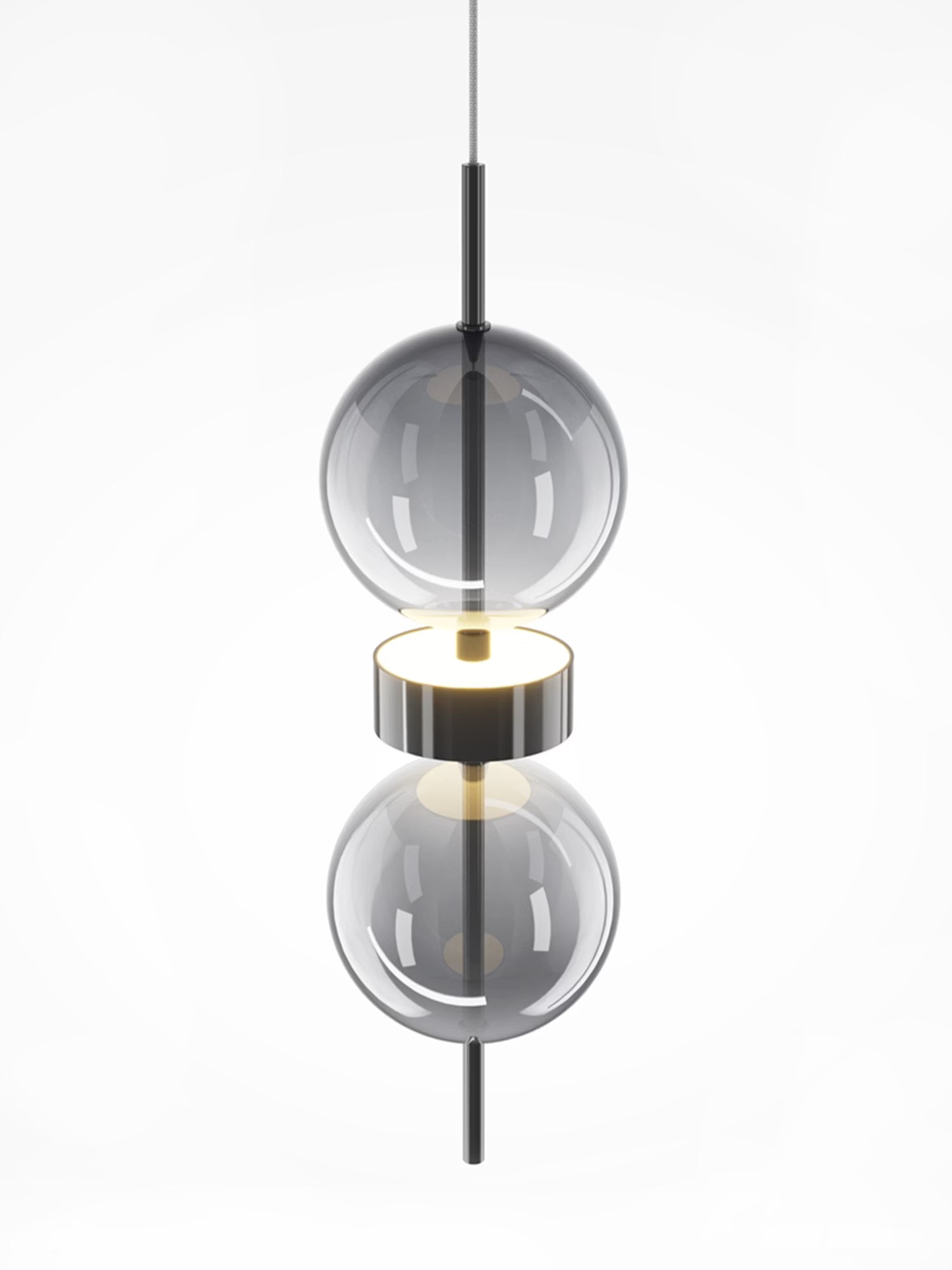Double Moon Suspension design en métal et verre avec double sphère lumineuse Ø12 cm