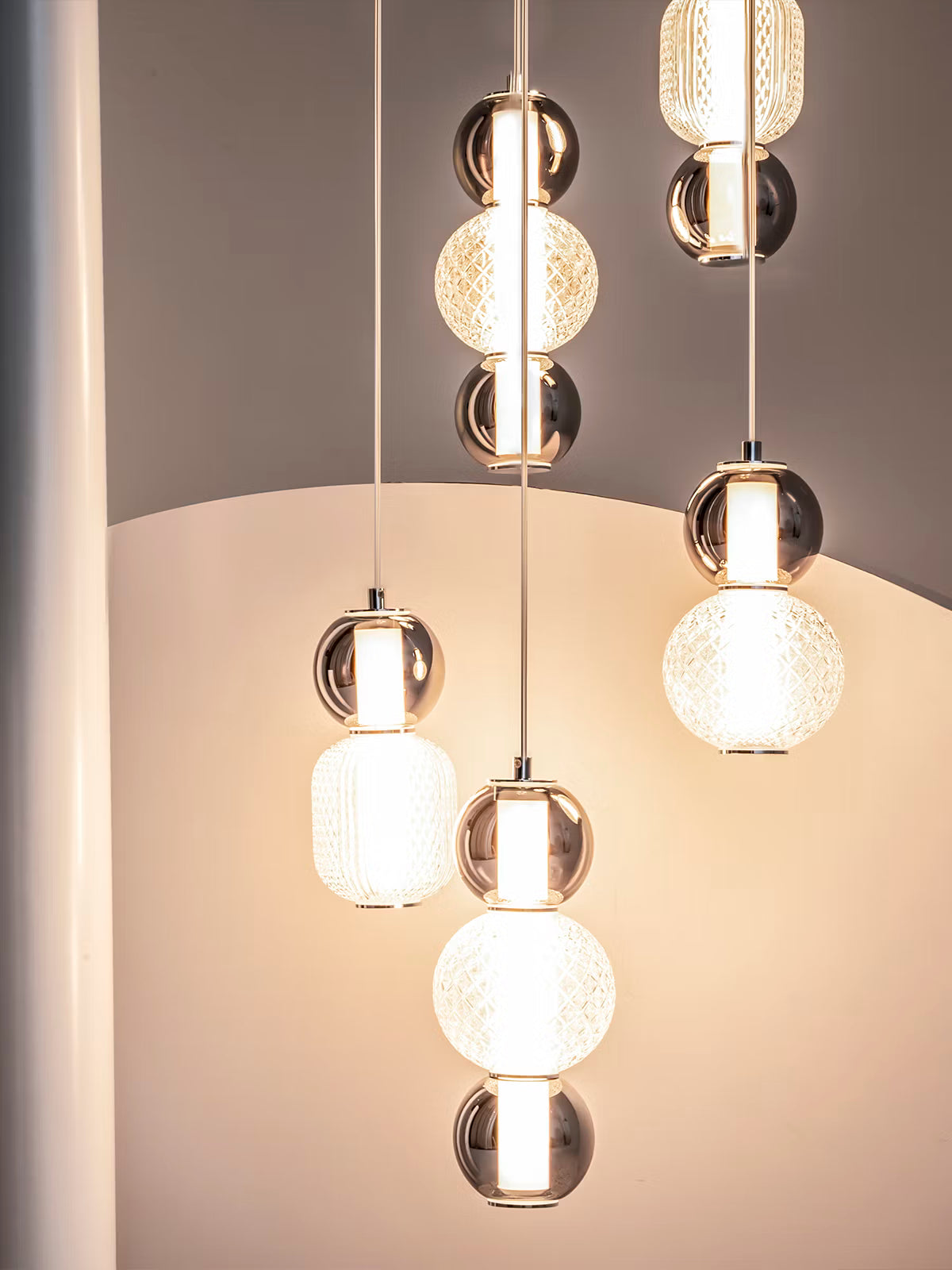 Drop Suspension LED en verre effet goutte chromé