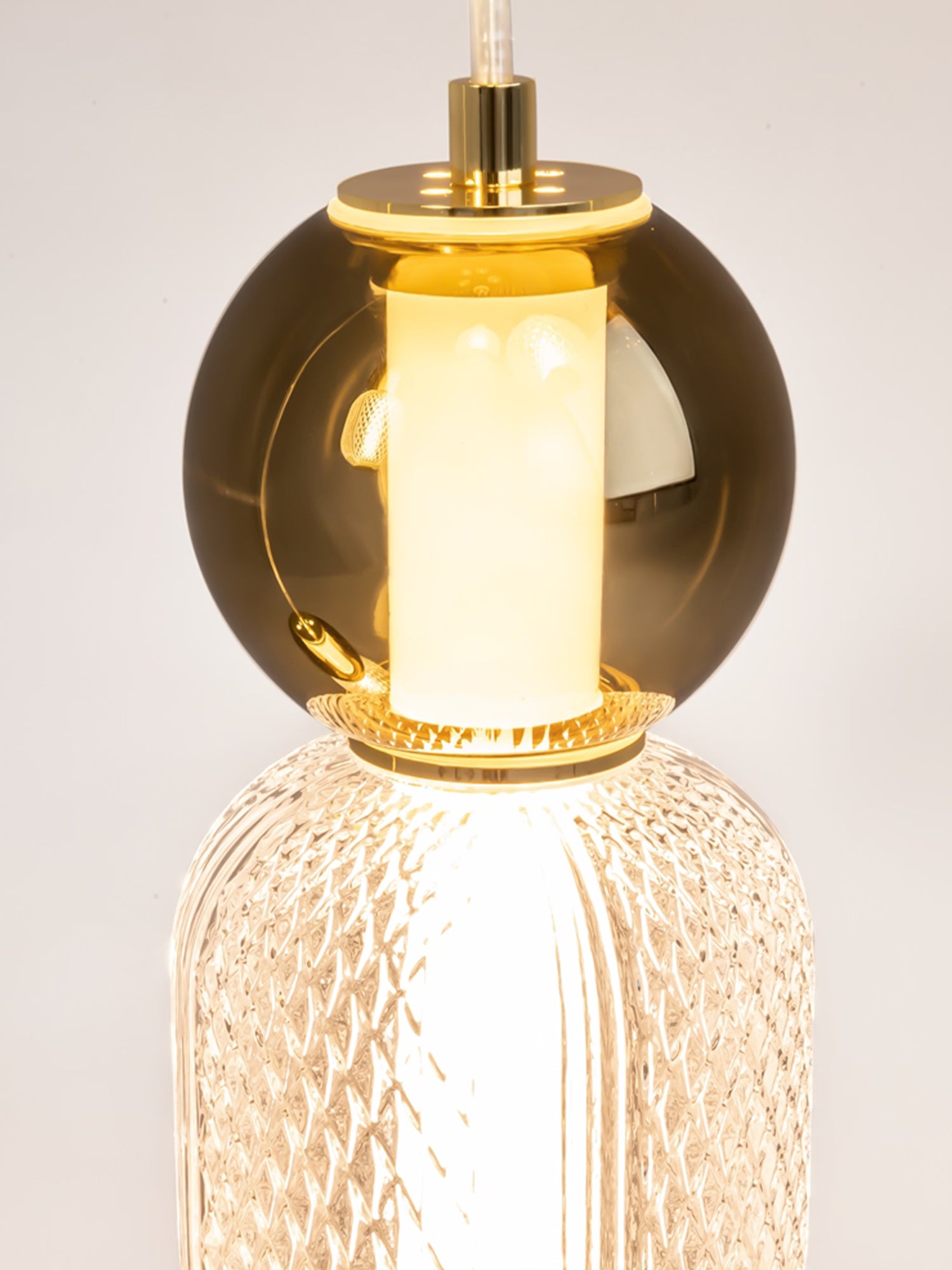 Drop Lampada a sospensione a 5 luci in vetro effetto goccia con finitura oro