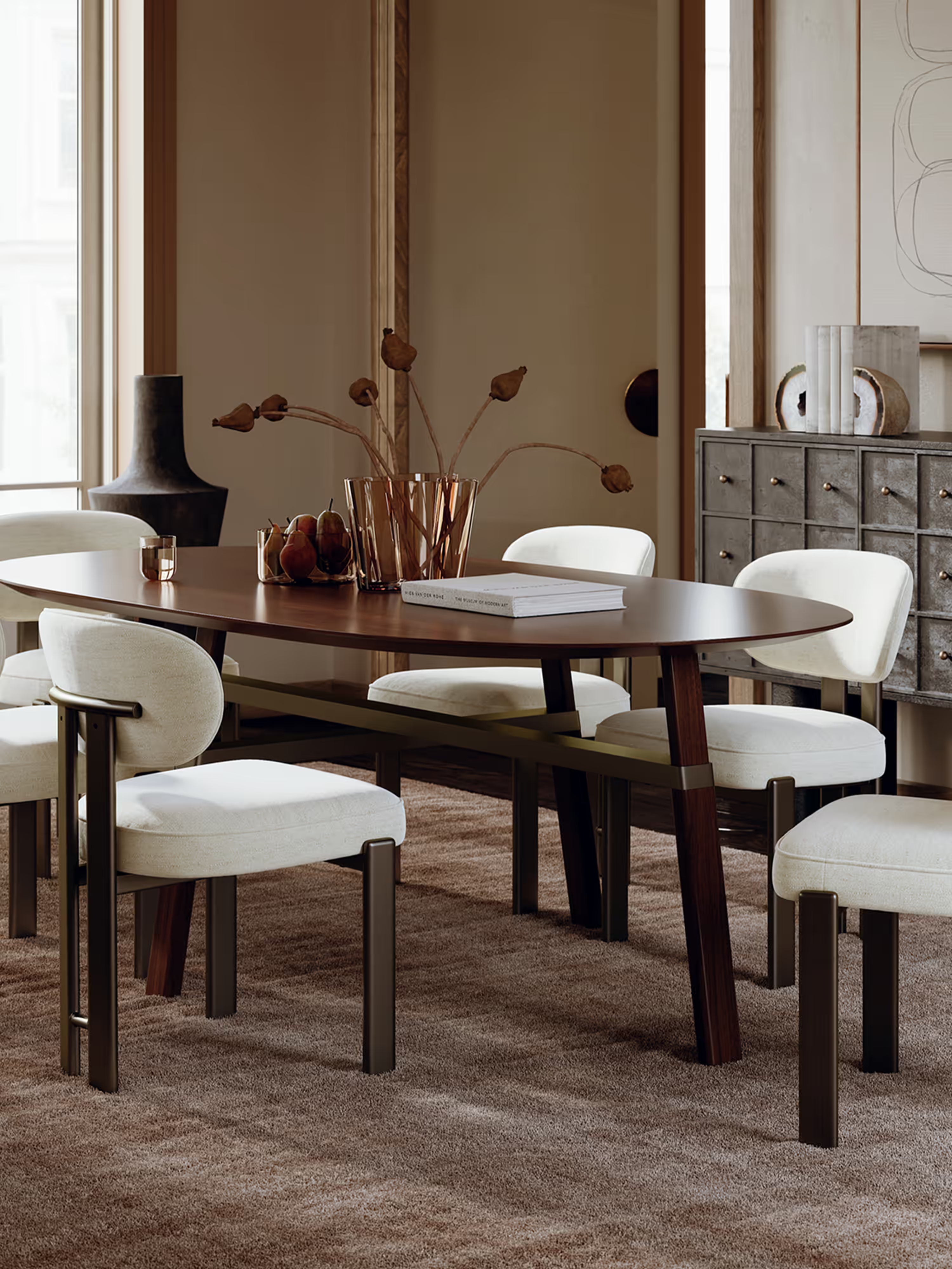 Duct Chaise en bouclé sans accoudoirs – design sculptural avec structure en métal
