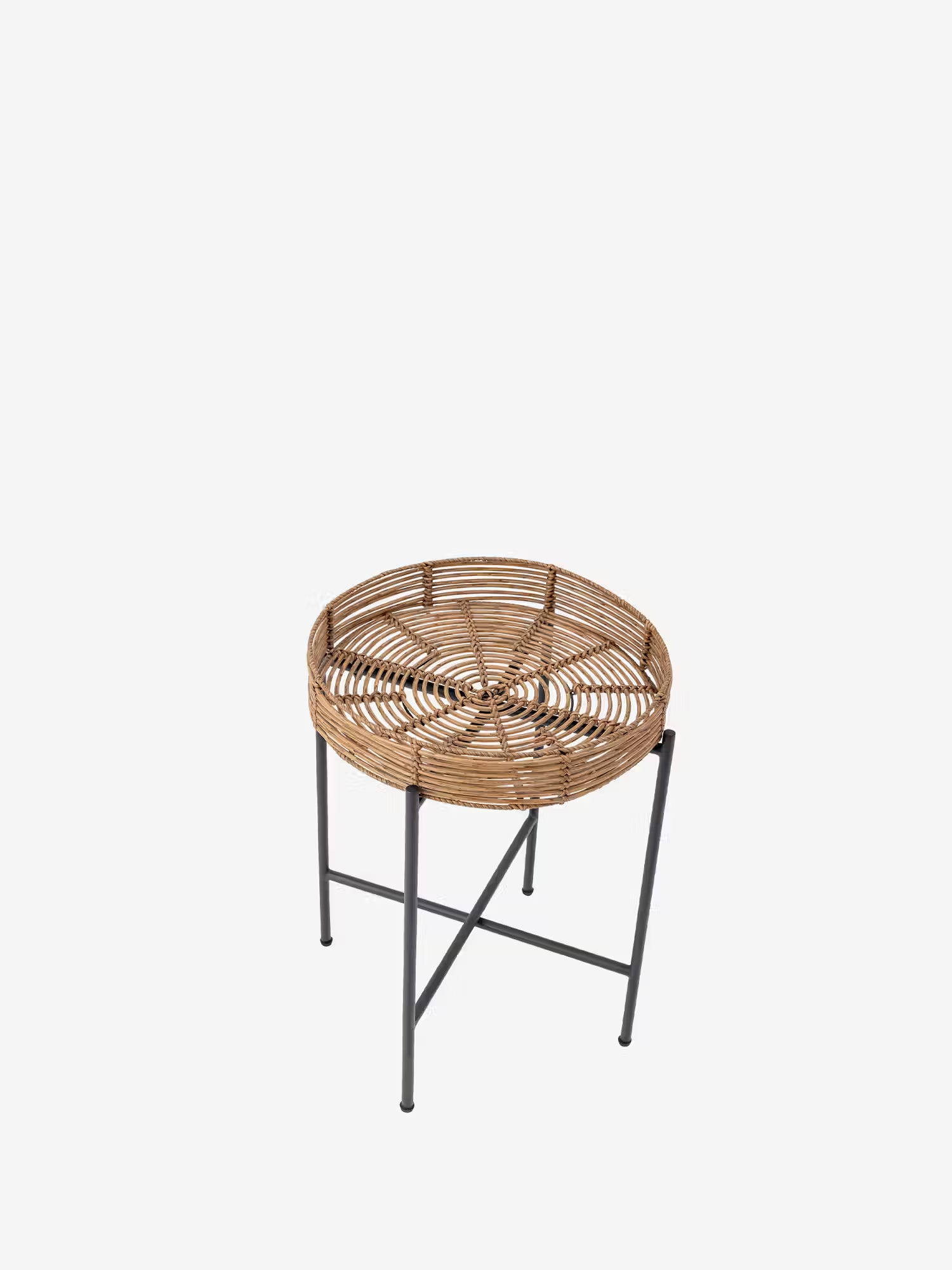 Dudine Conjunto de exterior de 2 sillones y mesita en poliratán natural y metal negro