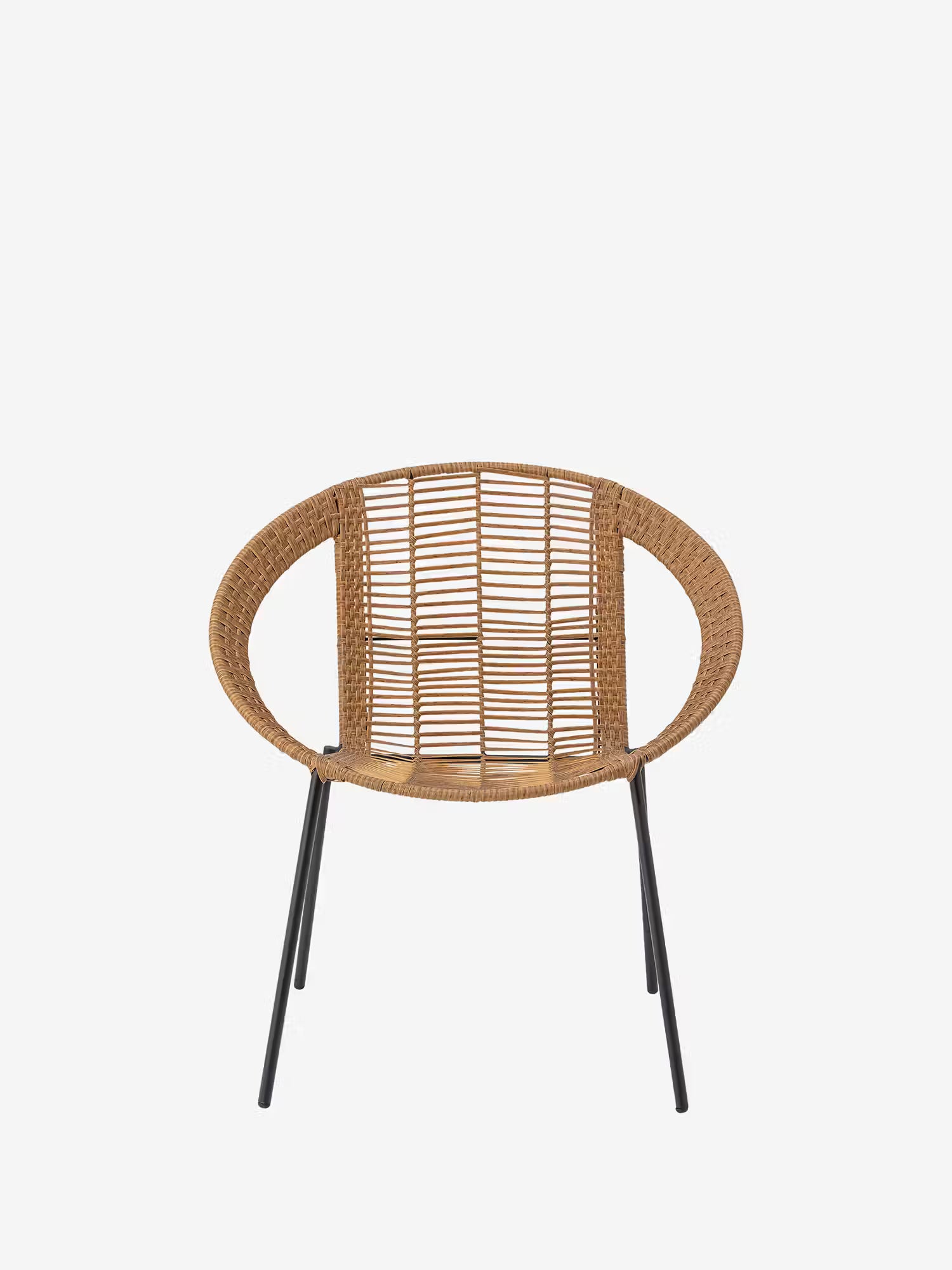 Dudine Conjunto de exterior de 2 sillones y mesita en poliratán natural y metal negro