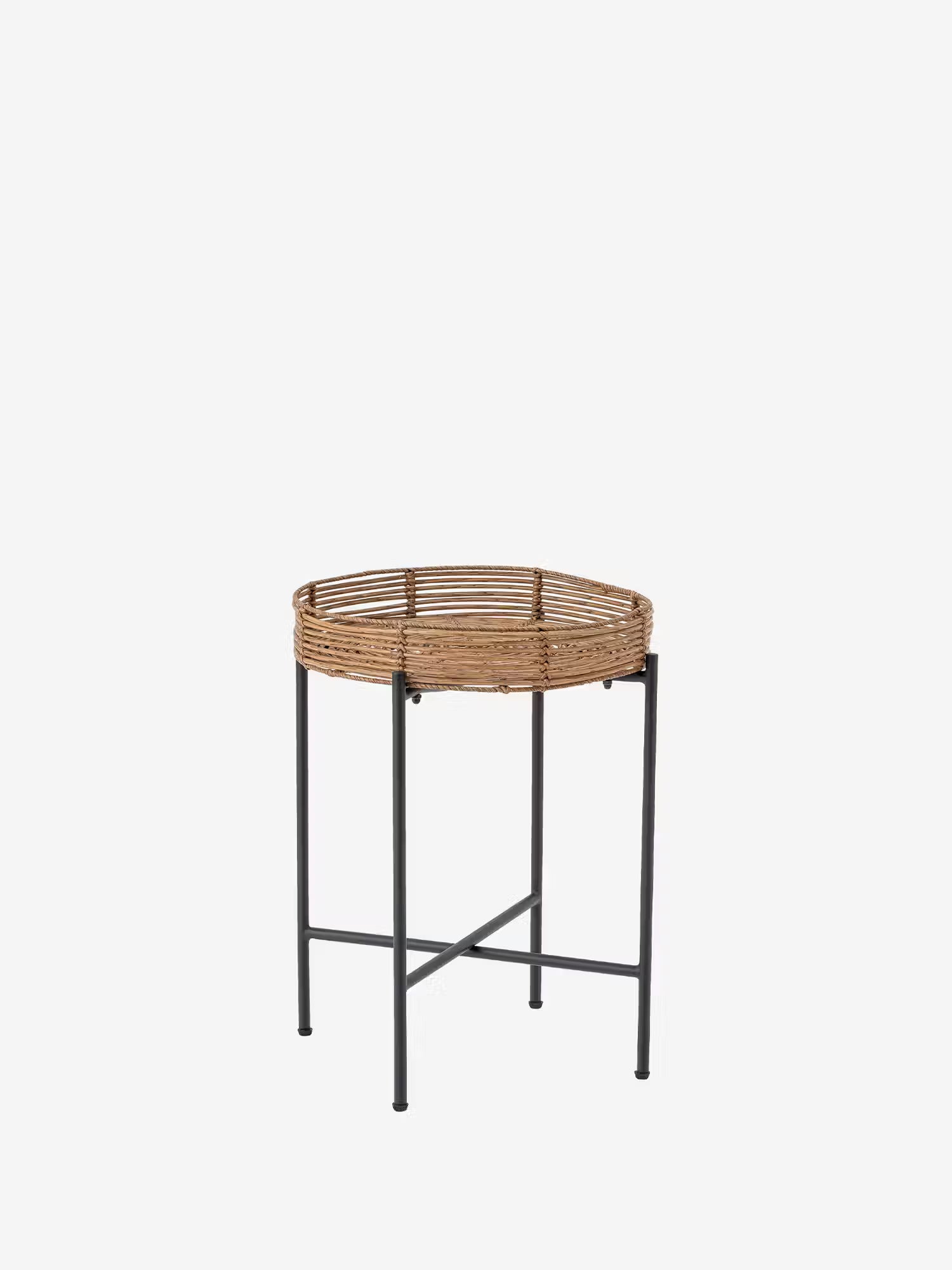 Dudine Conjunto de exterior de 2 sillones y mesita en poliratán natural y metal negro