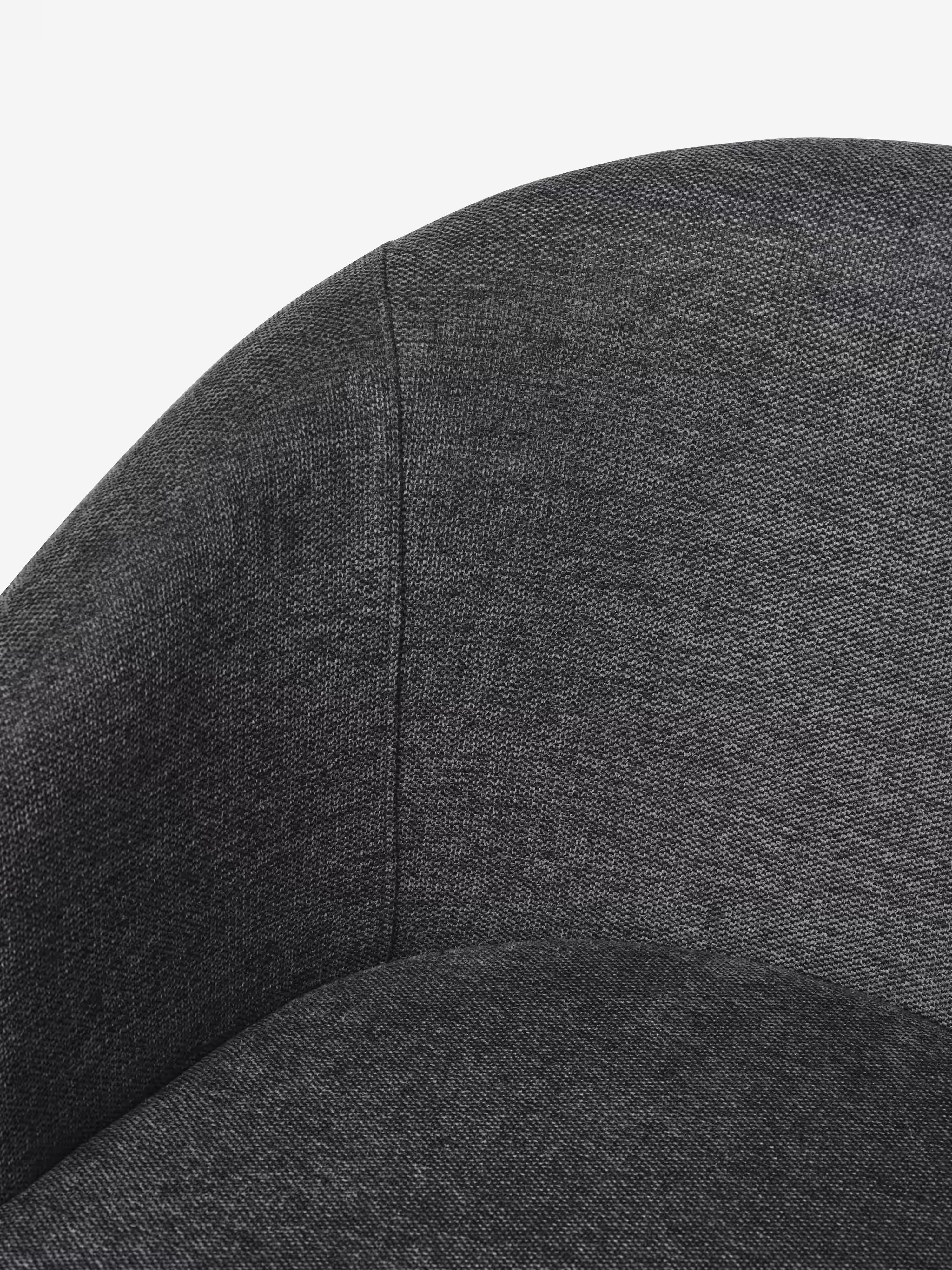 Easton Chaise rembourrée en tissu design enveloppant avec accoudoirs et pieds en métal noir