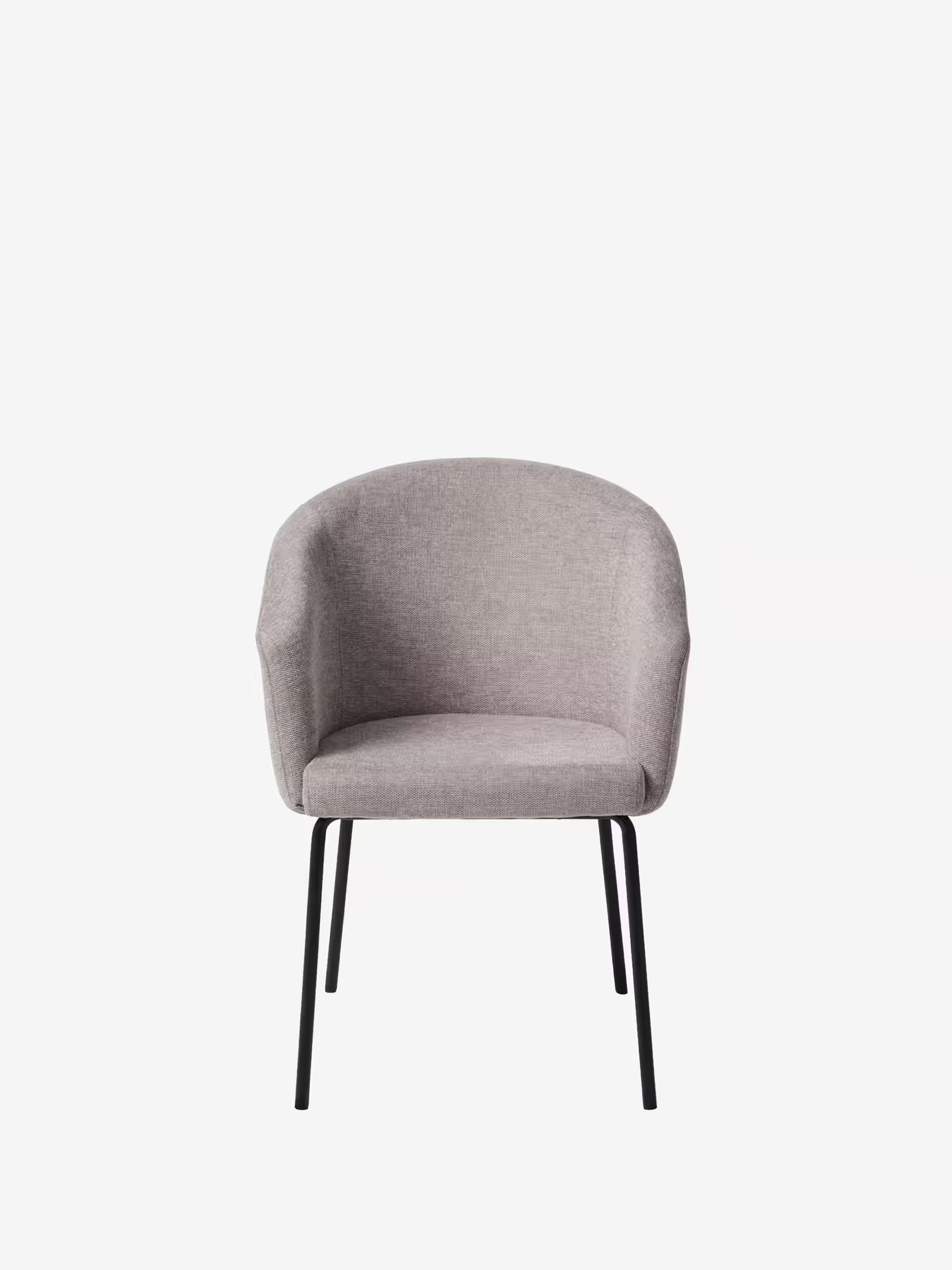 Easton Chaise rembourrée en tissu design enveloppant avec accoudoirs et pieds en métal noir