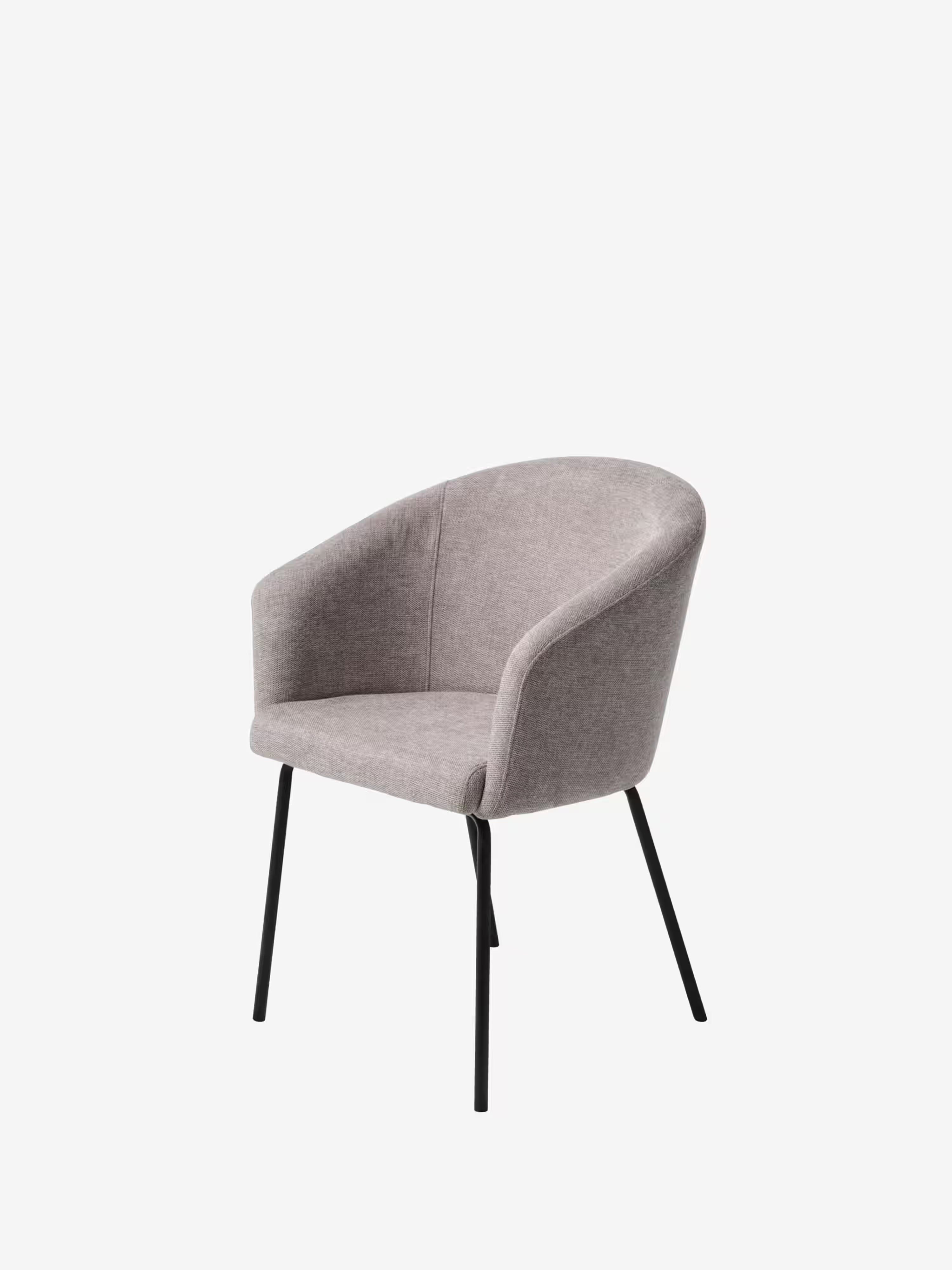 Easton Chaise rembourrée en tissu design enveloppant avec accoudoirs et pieds en métal noir