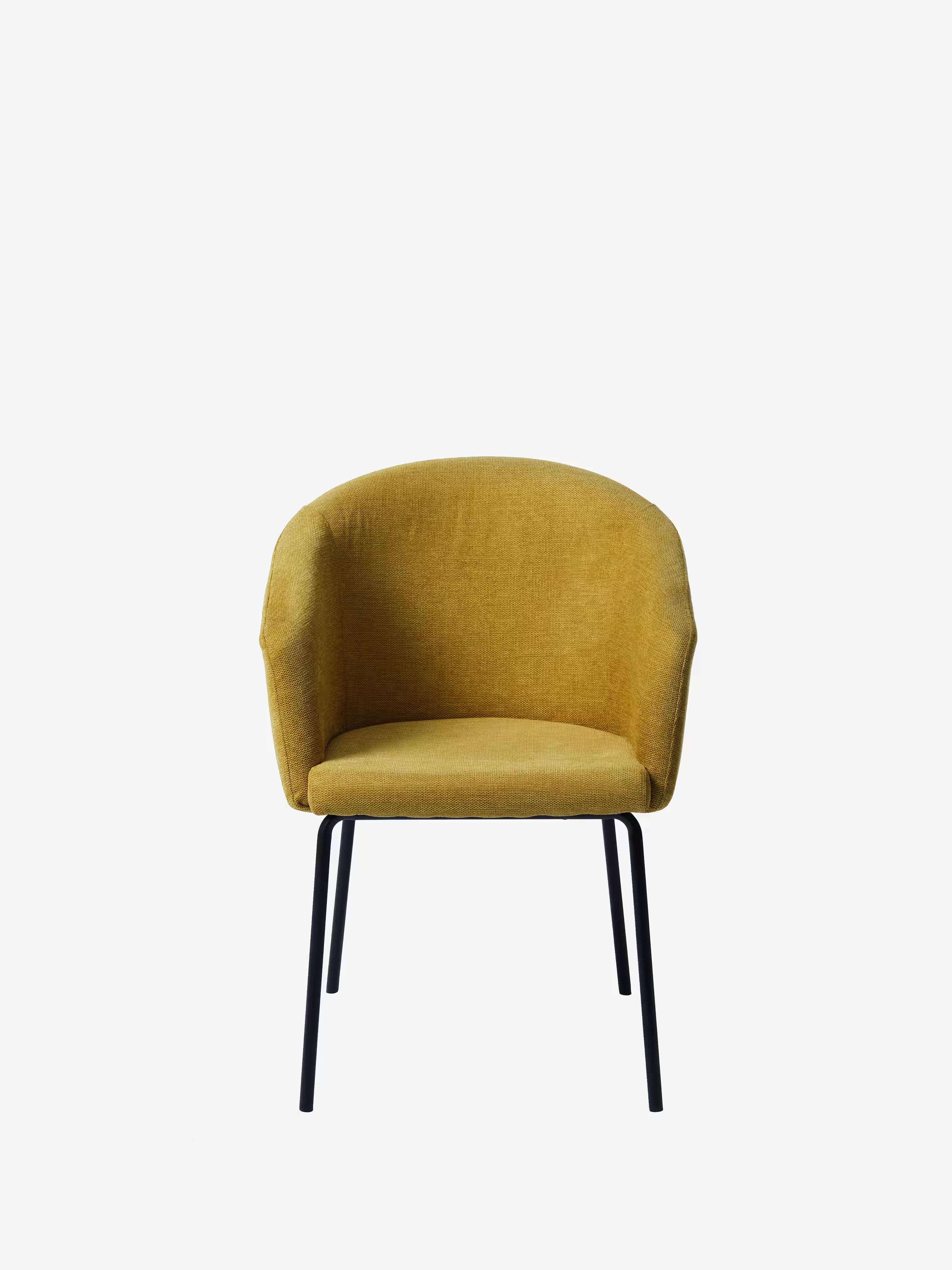 Easton Chaise rembourrée en tissu design enveloppant avec accoudoirs et pieds en métal noir