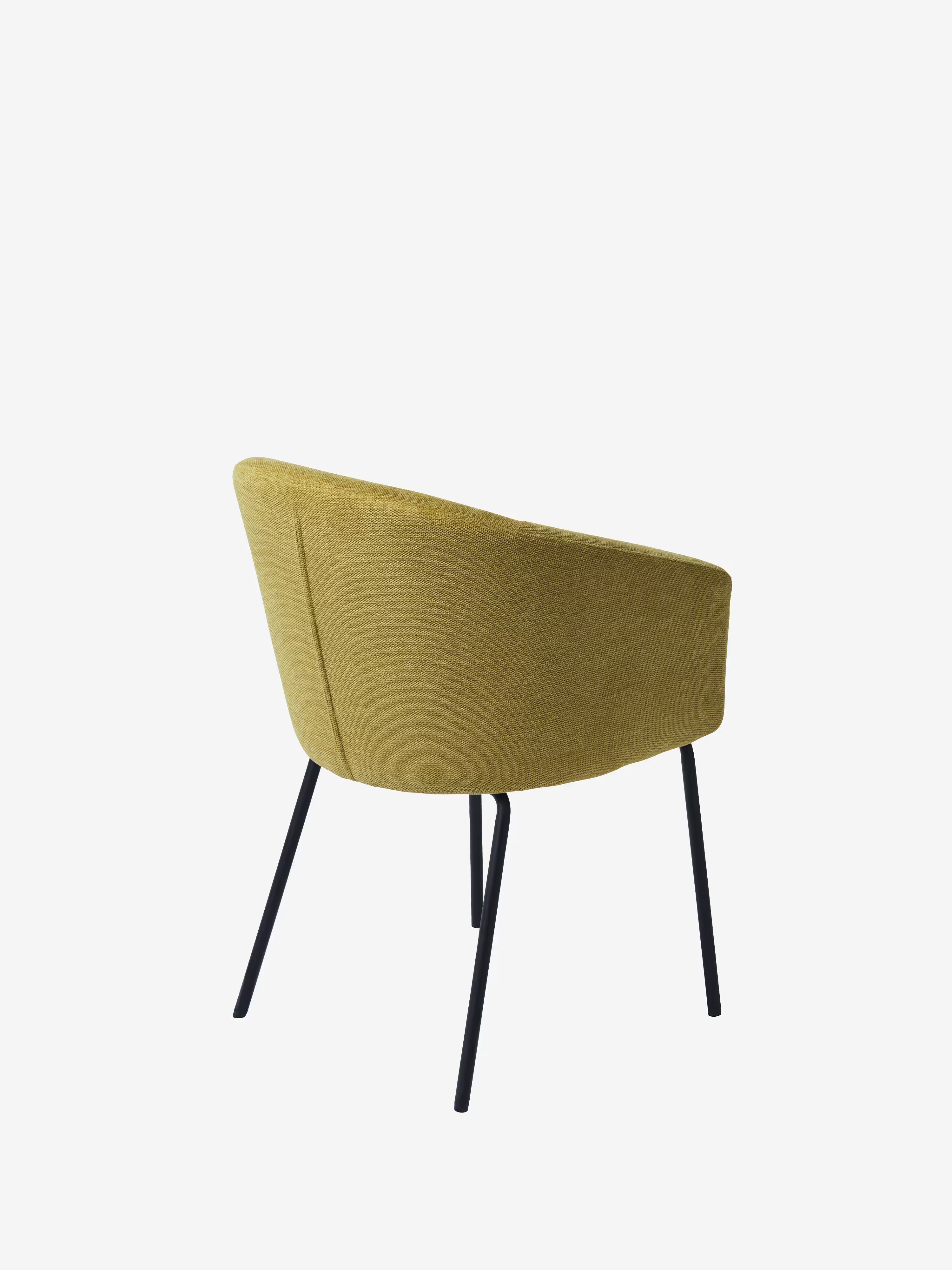 Easton Chaise rembourrée en tissu design enveloppant avec accoudoirs et pieds en métal noir