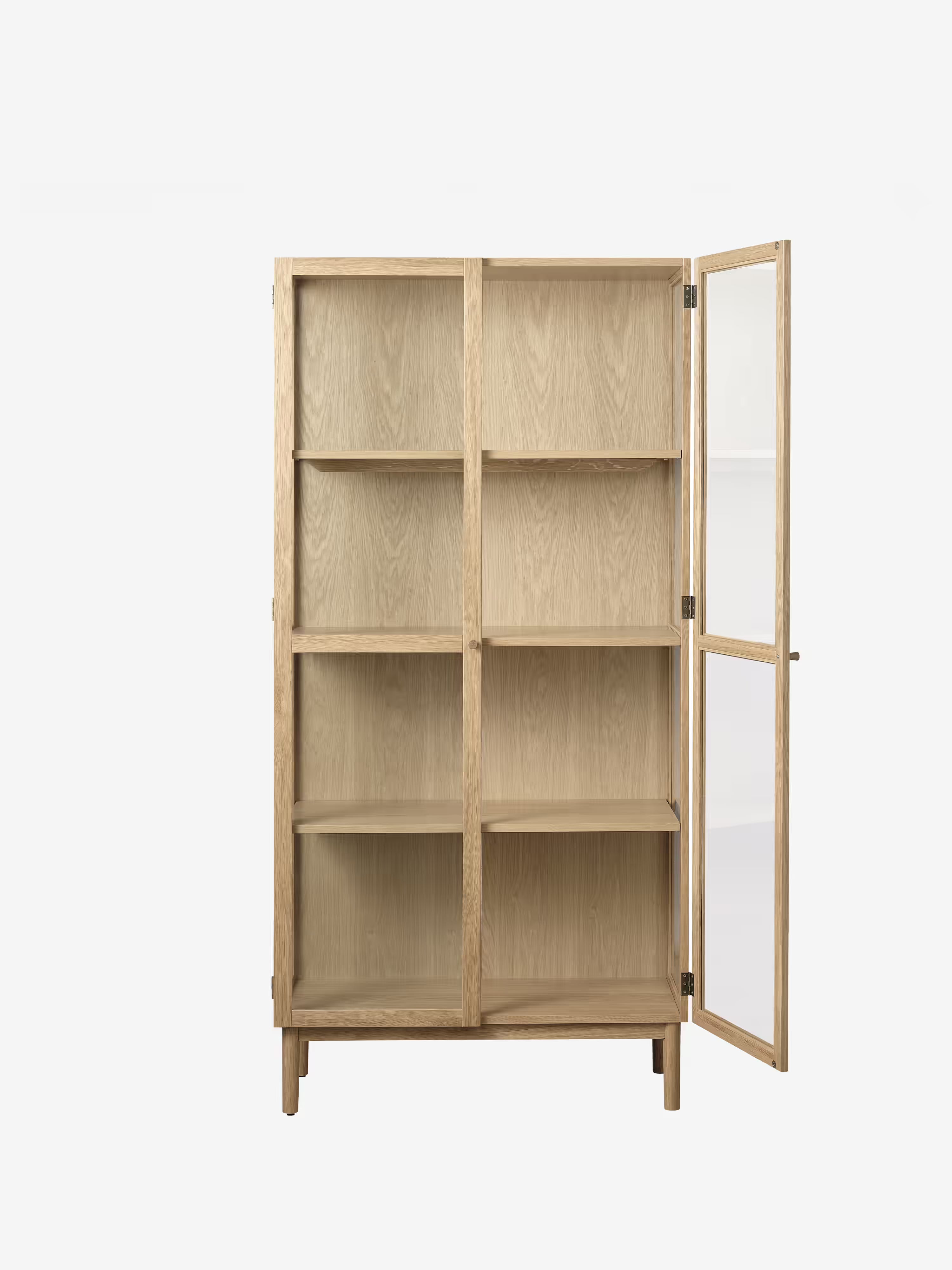 Elba tall display cabinet in oak with tempered glass doors - sideboard 90 x 190 cm