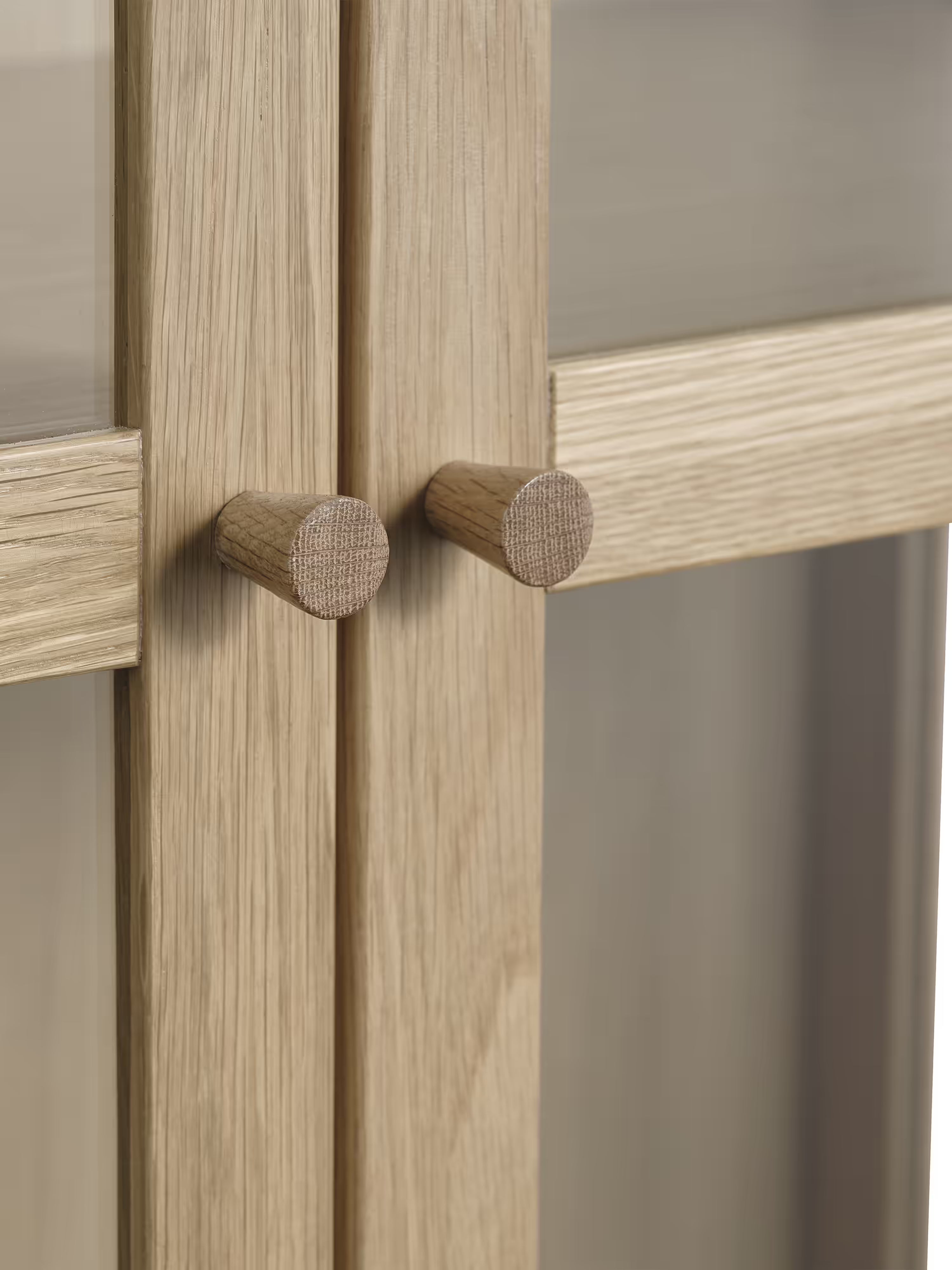 Elba tall display cabinet in oak with tempered glass doors - sideboard 90 x 190 cm