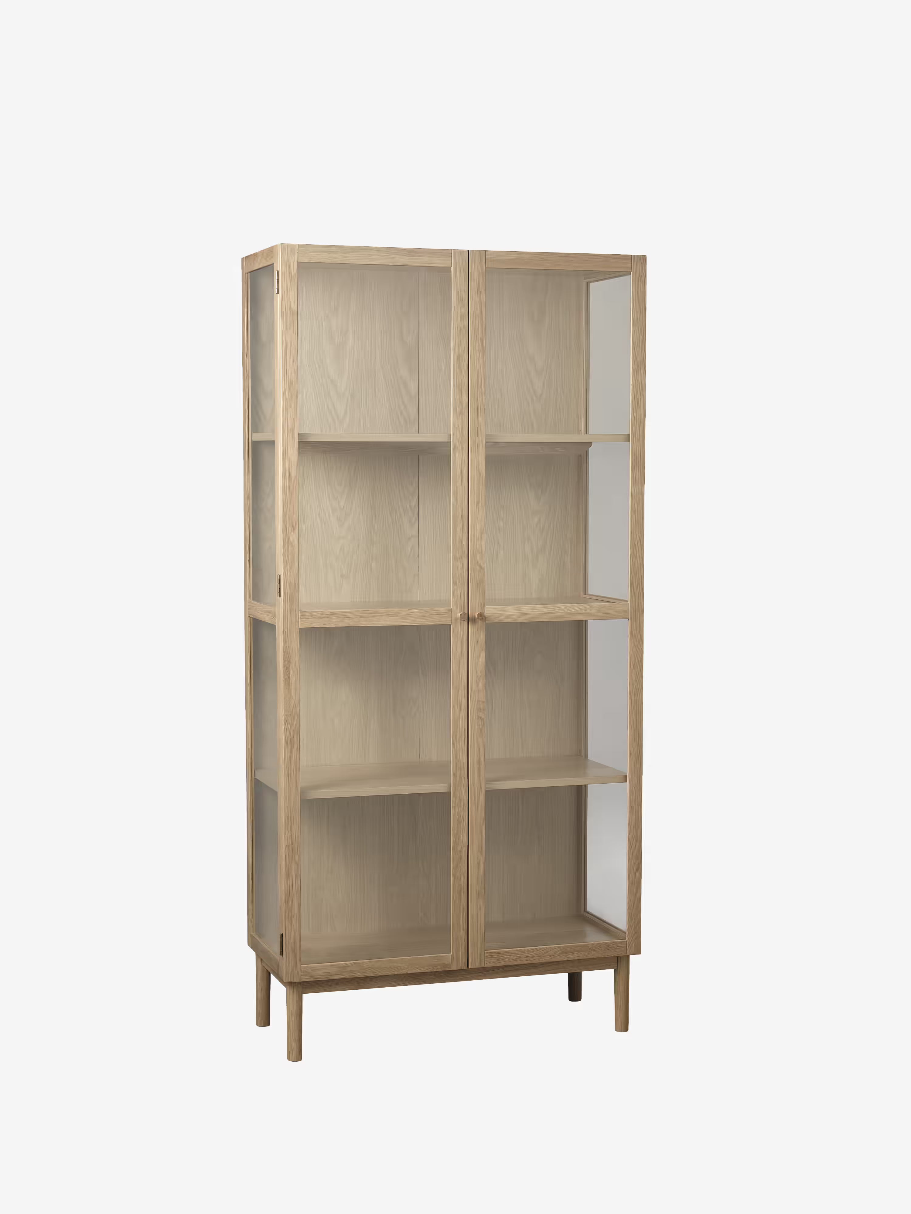 Elba tall display cabinet in oak with tempered glass doors - sideboard 90 x 190 cm