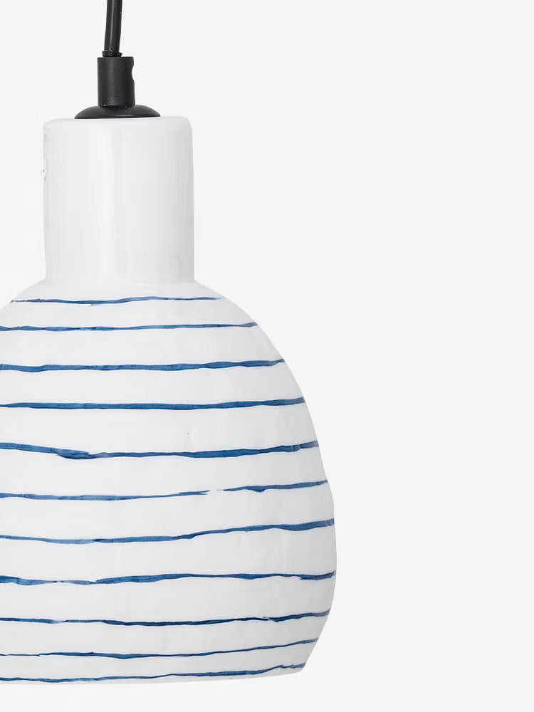 Elga Lámpara colgante de gres blanco decorado a mano de estilo mediterráneo