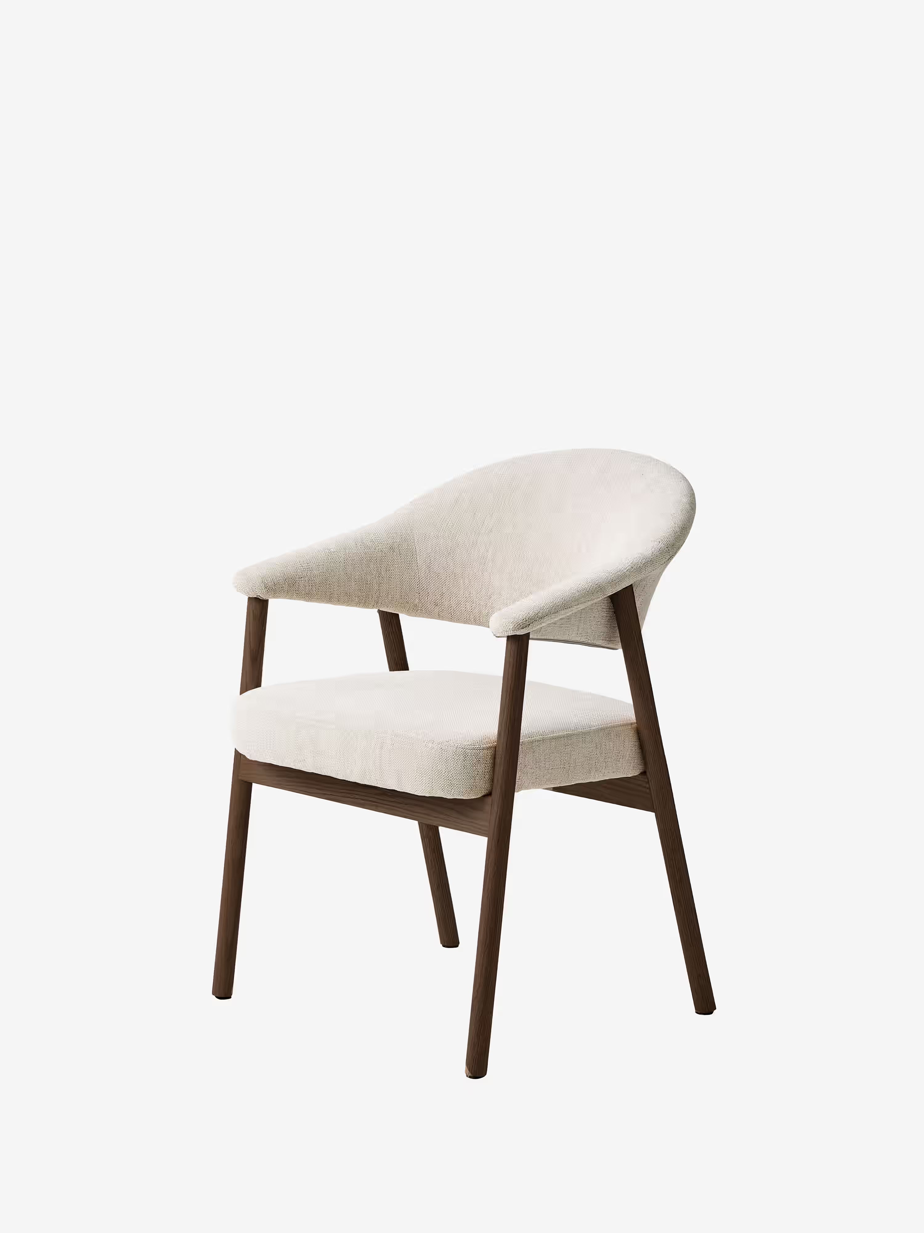 Elk chair in cream chenille and dark oak wood - modern and sustainable design